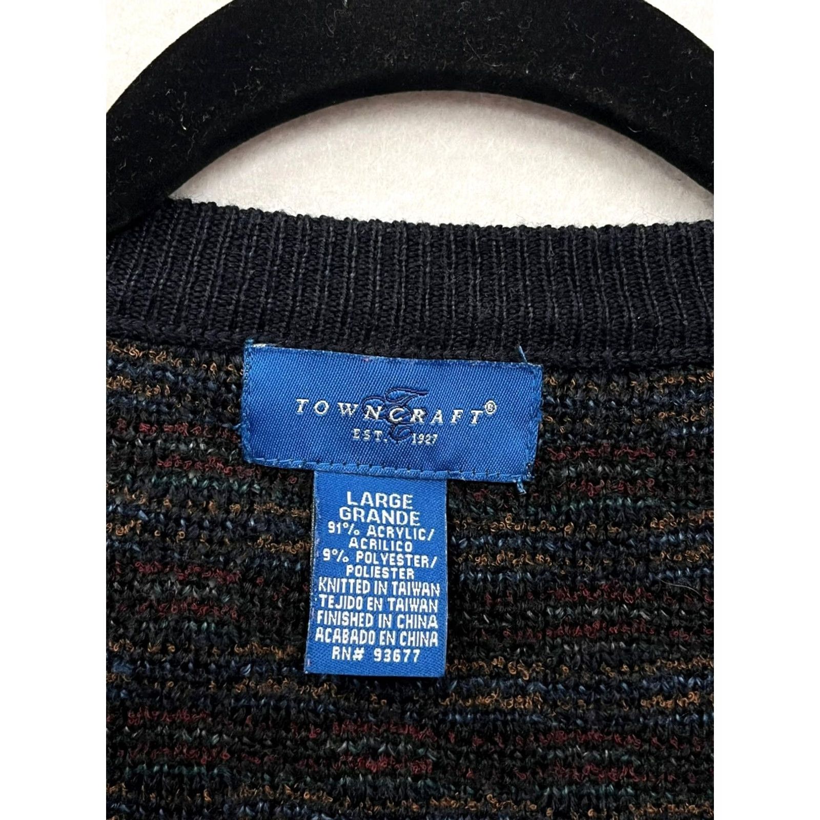 Vintage VINTAGE Towncraft Cardigan Sweater Mens L Black Checkered Pattern 6837 Size US L / EU 52-54 / 3 - 3 Thumbnail