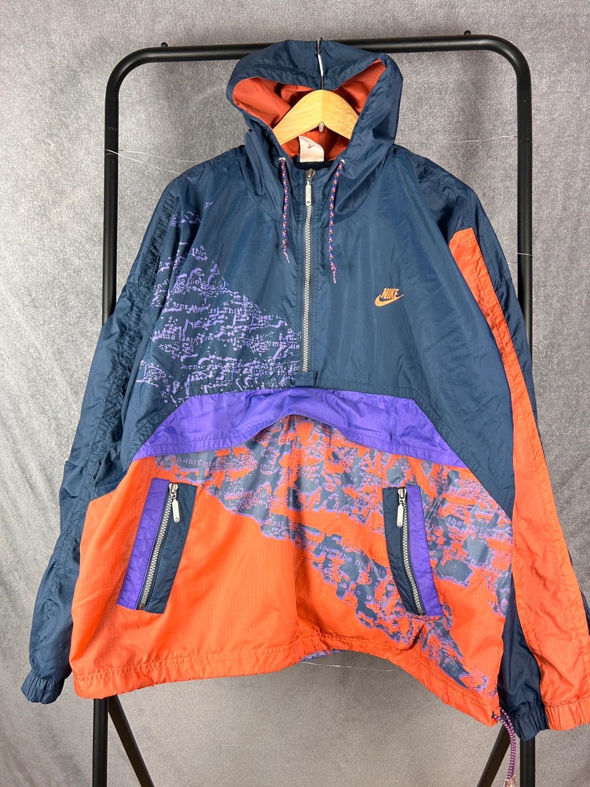 Nike × Vintage Nike vintage z lat 80s/90s anorak navy orange mini logo Size US XL / EU 56 / 4 - 1 Thumbnail