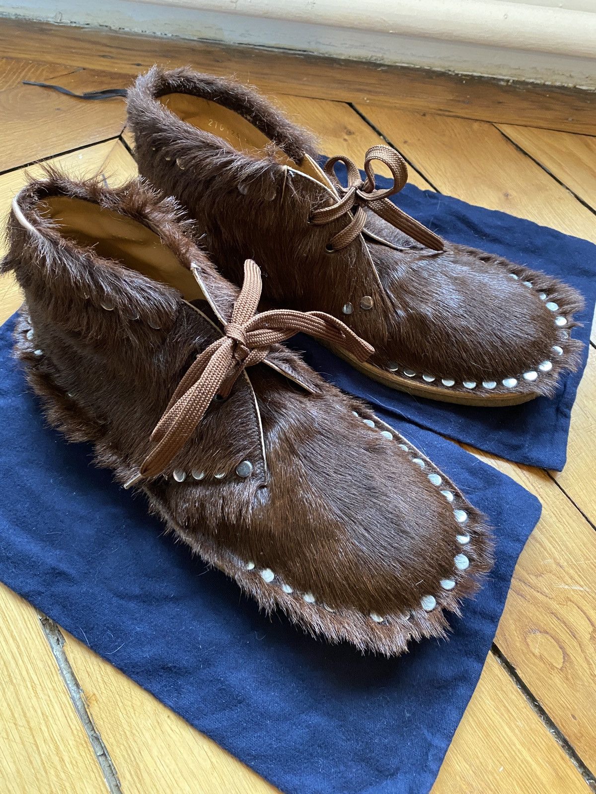 image of Prada Fw17 Studded Desert Boots Furry in Brown, Men's (Size 9.5)