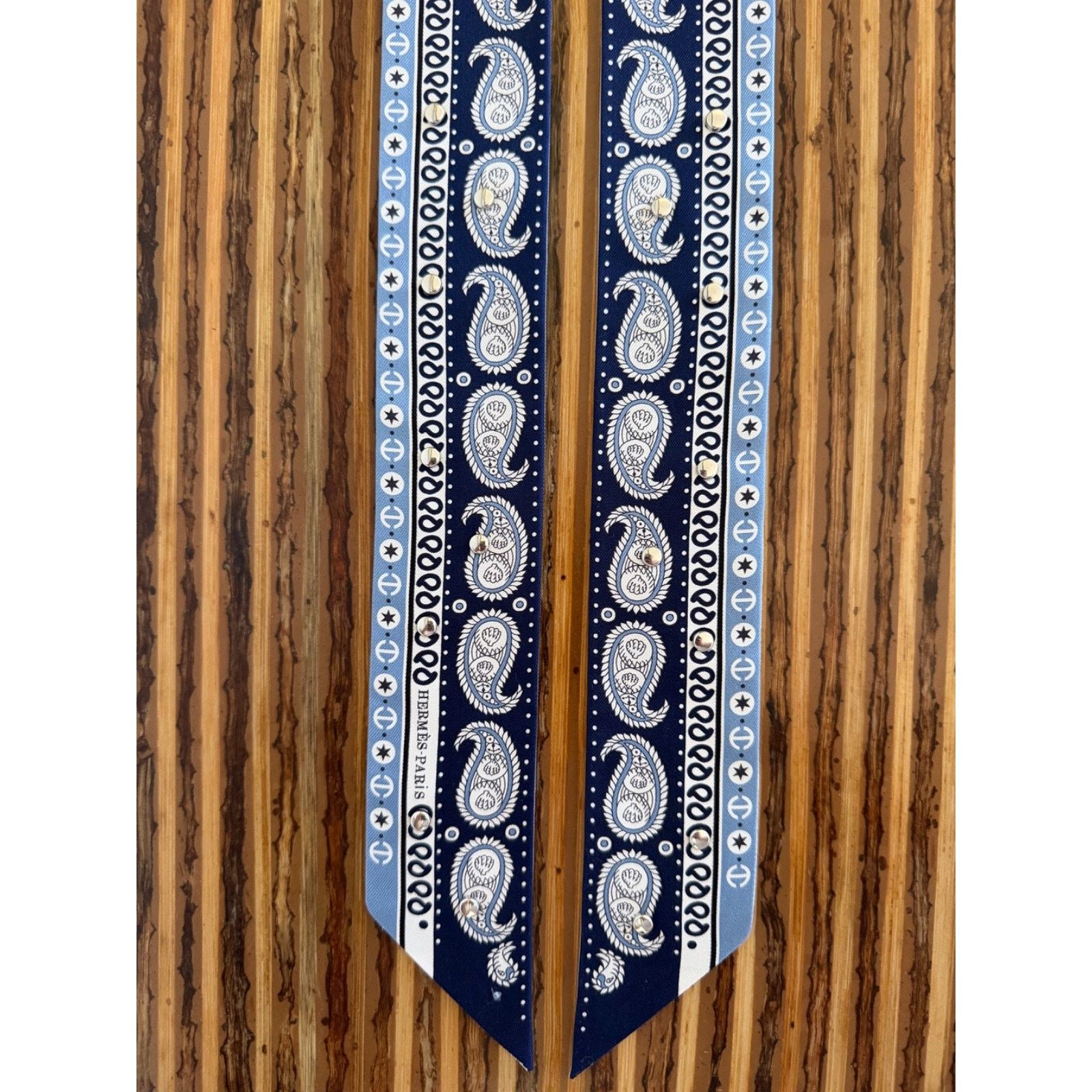 Hermes Hermes Scarf Twilly Tatouages Marins Bandana Silk Blue Jean Size ONE SIZE - 11 Thumbnail
