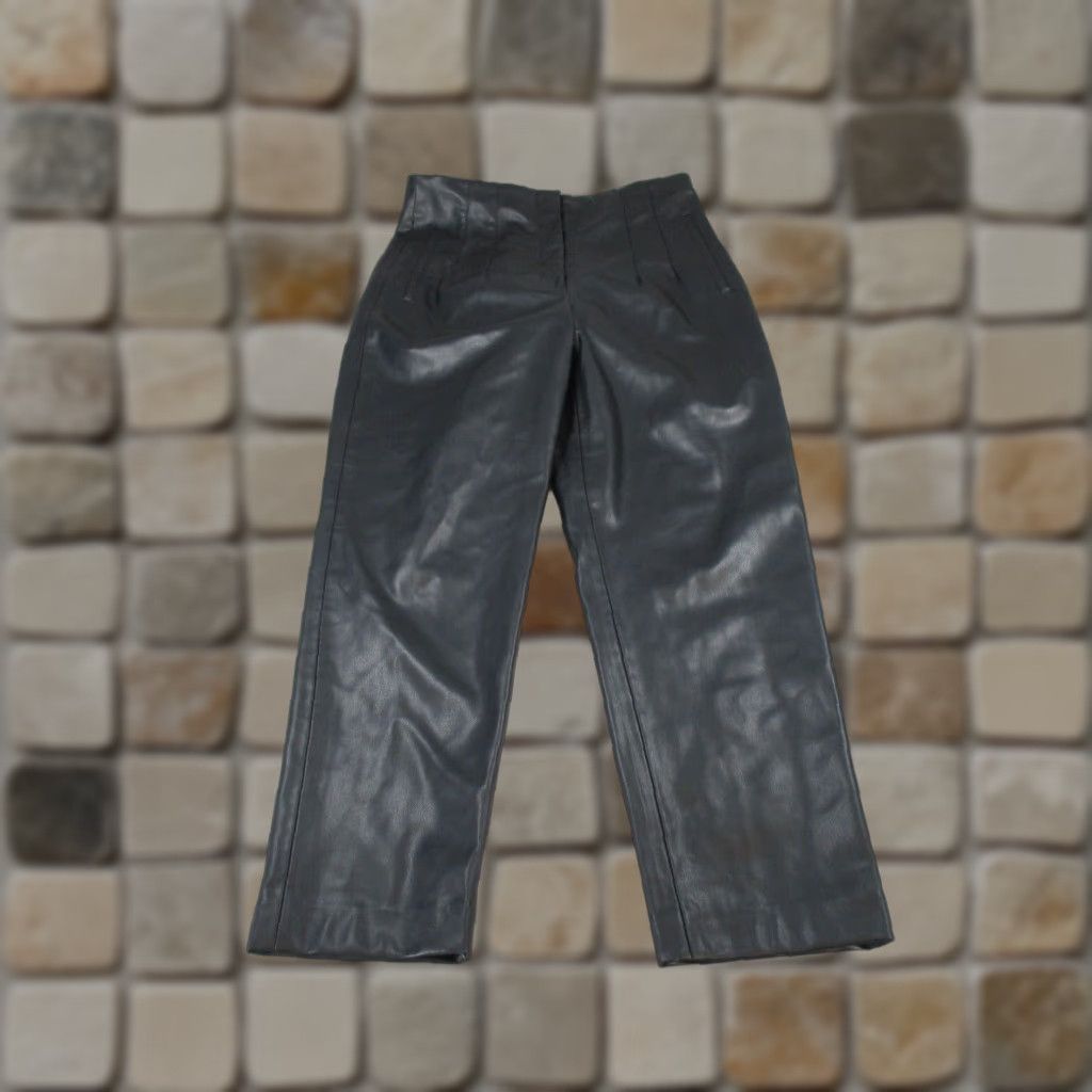 Zara Zara Pants Adult Large Black Faux Leather Tapered Dress Pants Womens Size 36" / US 14 / IT 50 - 1 Thumbnail