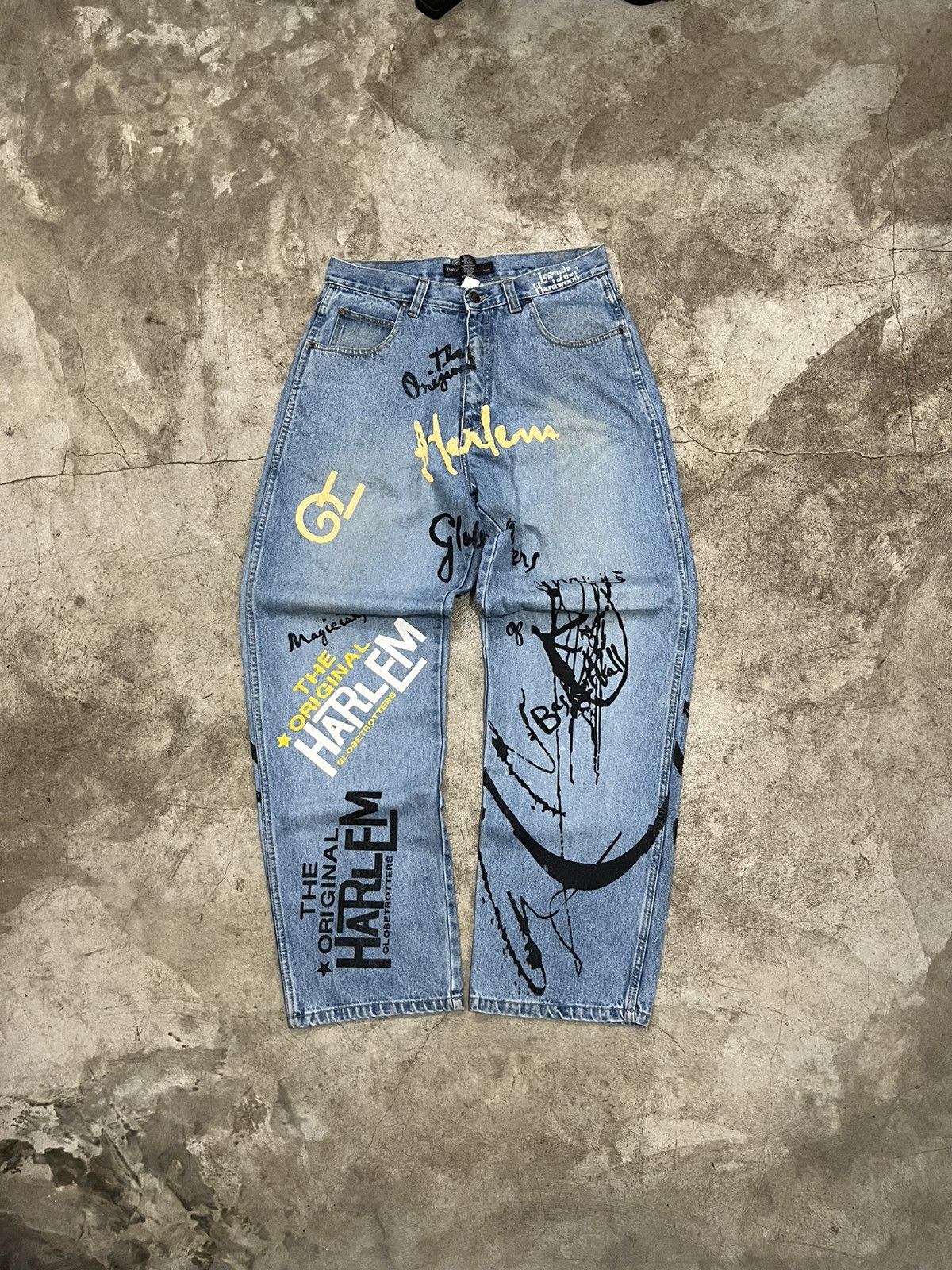 Fubu Y2K Hiphop Style Rare Fubu Harlem Globetrotters Denim Pants Size US 34 / EU 50 - 1 Thumbnail