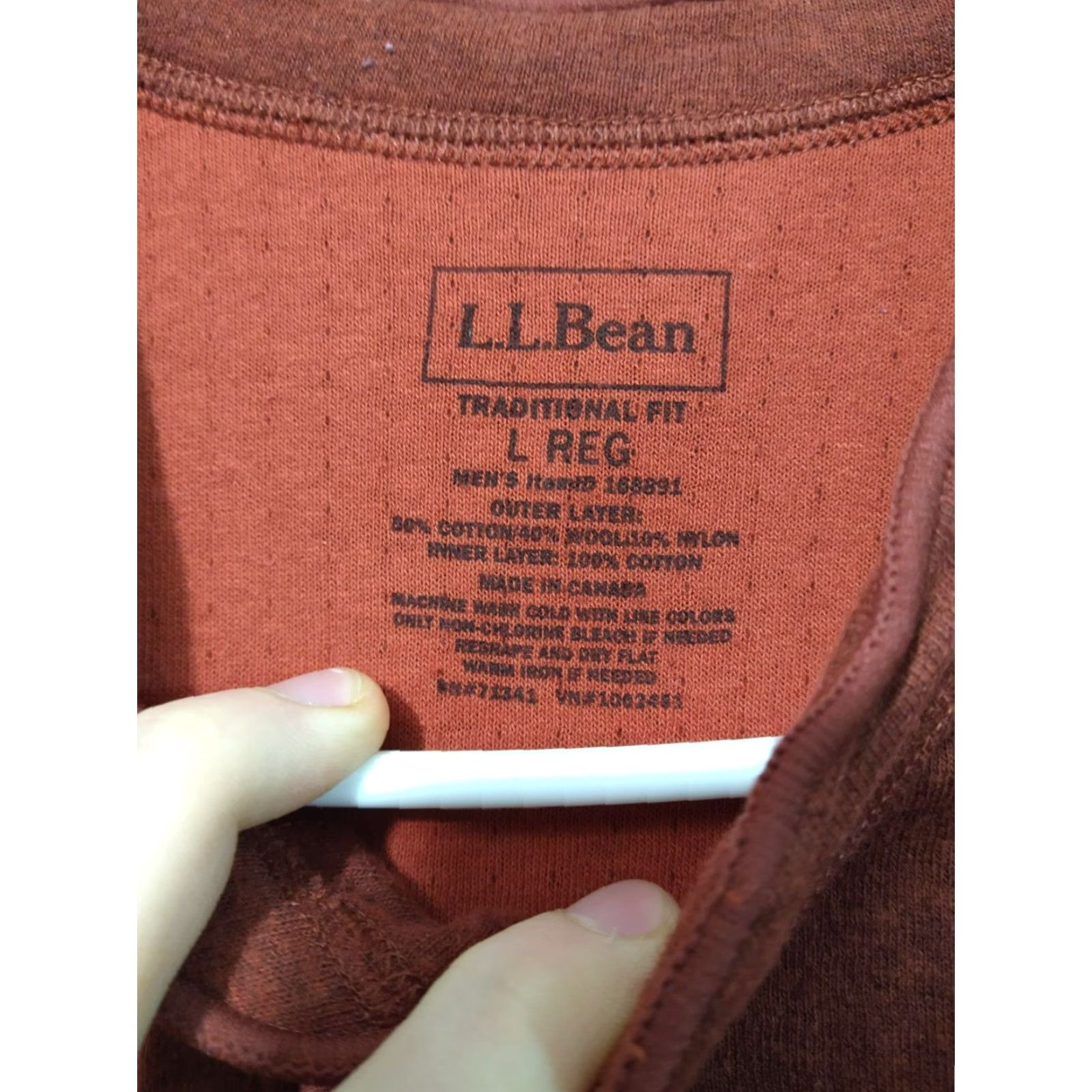 Vintage L.L. Bean Shirt Mens Large Orange River Driver Henley Wool Blend Base Layer Size US L / EU 52-54 / 3 - 5 Thumbnail