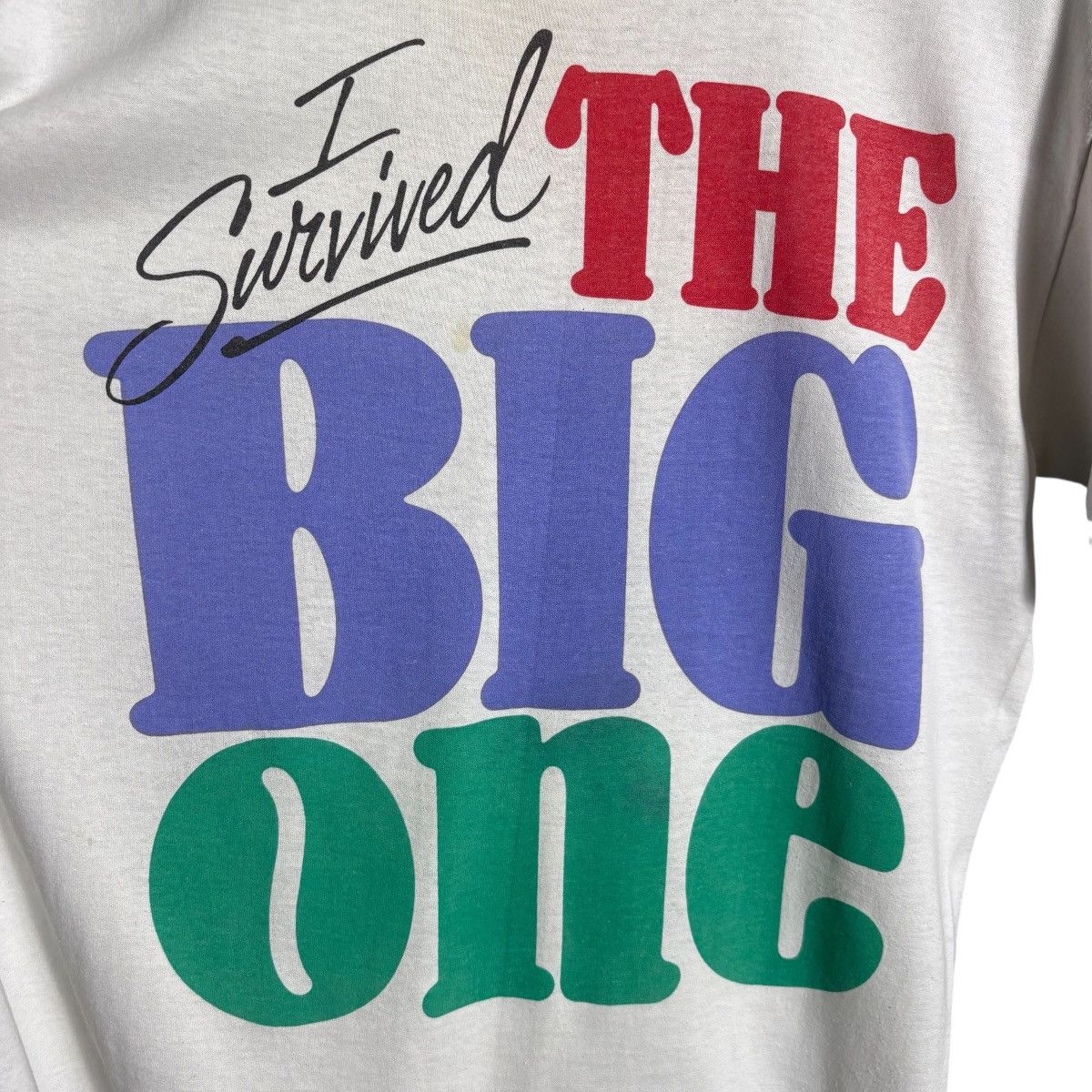 Vintage Vintage 80s I Survived The Big One San Francisco Graphic Tee Size US XL / EU 56 / 4 - 3 Thumbnail