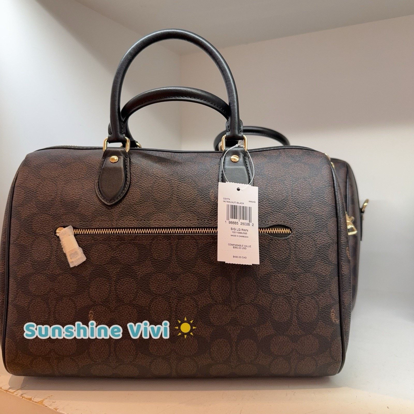 Coach NWT Coach Rowan Large Satchel Bag CEY74 Gold/Walnut /Black Size ONE SIZE - 4 Thumbnail