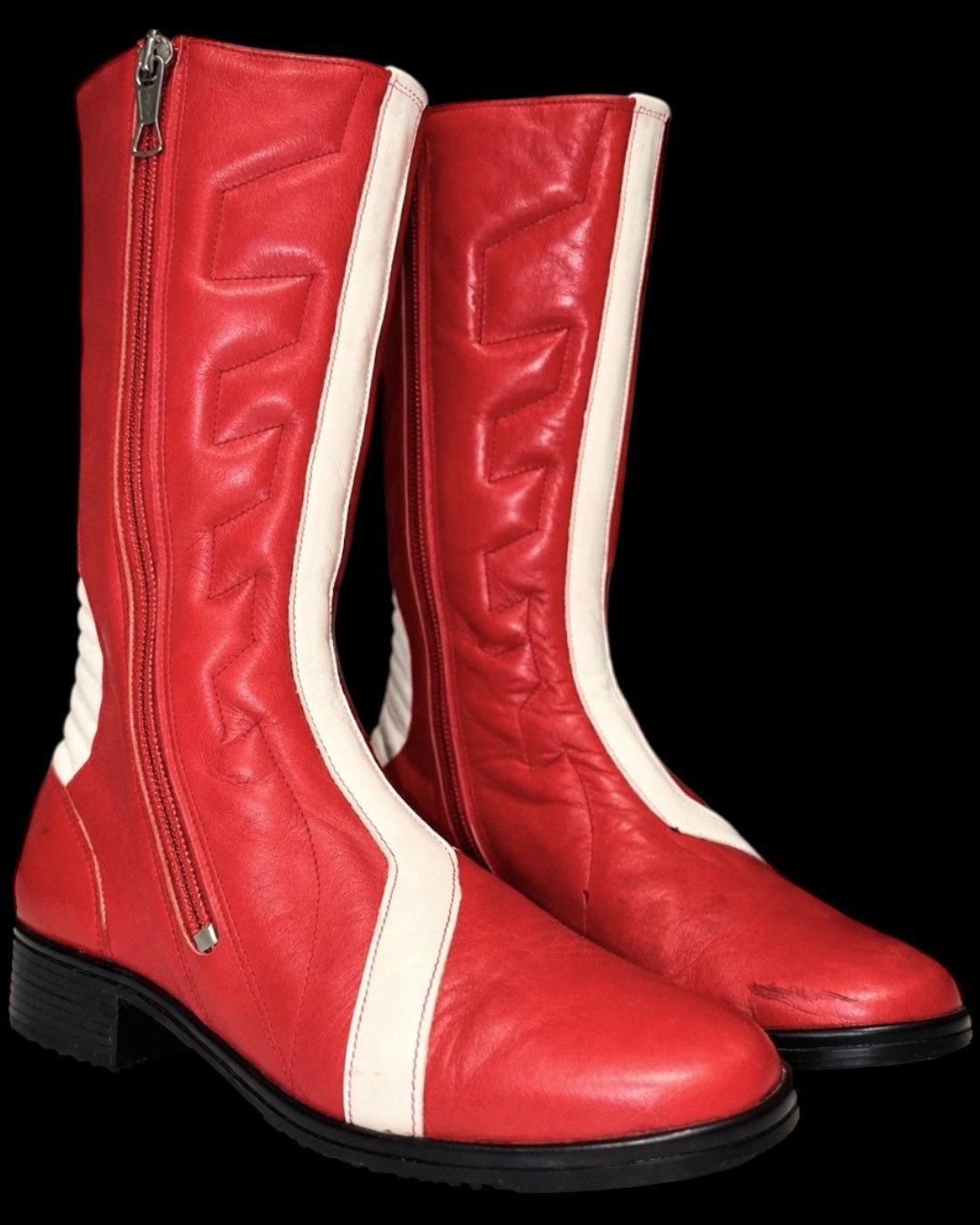 Other Vintage Red White Leather Moto Boots Biker Boots Size US 9 / IT 39 - 1 Thumbnail