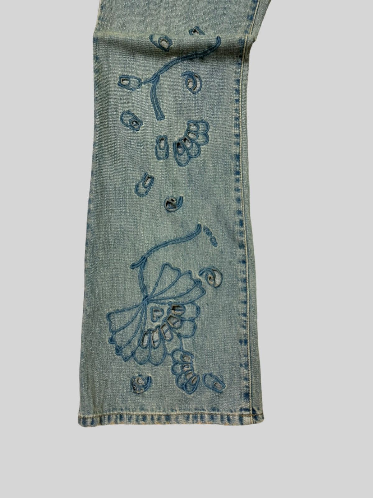Hysteric Glamour × Japanese Brand Flared Distressed BUFFALO JEANS Trashed Embroidery Denim Size US 34 / EU 50 - 6 Thumbnail