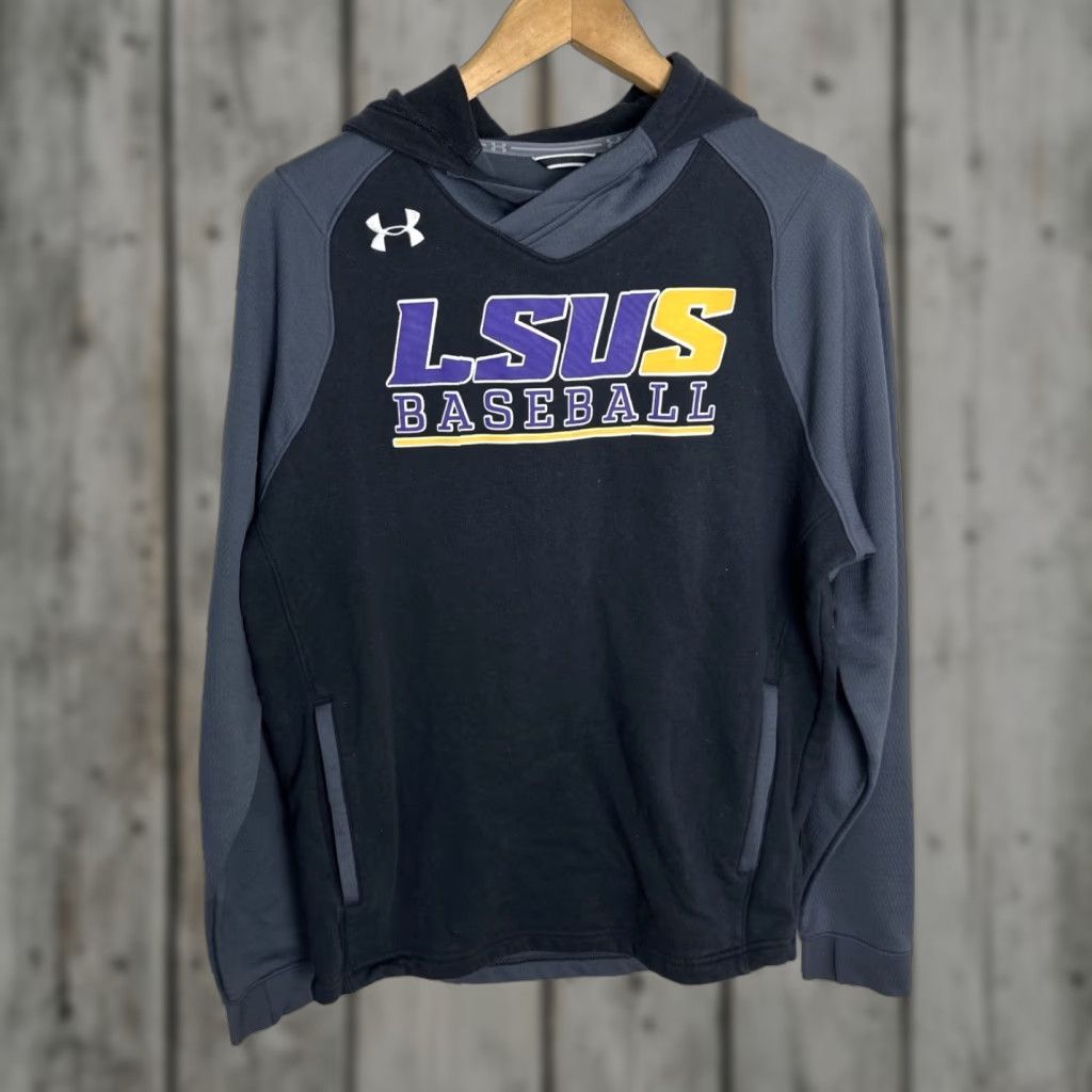 Under Armour Hoodie Men's Medium Multicolor Pullover Sweatshirt Baseball LSU Shreveport Mens