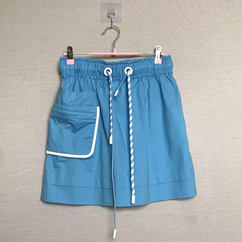Fendi Fendi Summer Blue Cotton Drawstring Skirt 0089 Size 28" / US 6 / IT 42 - 1 Thumbnail