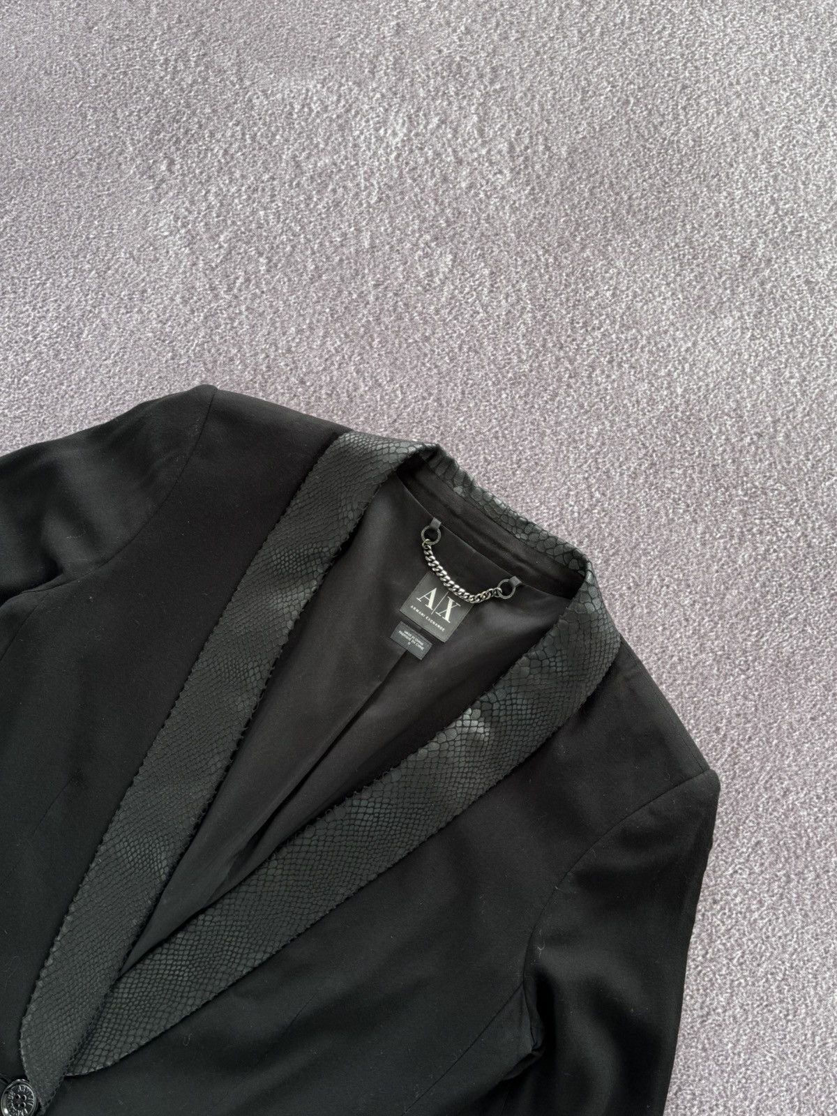 Armani Armani Vintage 00s Snake Skin Collar Designer Blazer Size M / US 6-8 / IT 42-44 - 6 Thumbnail