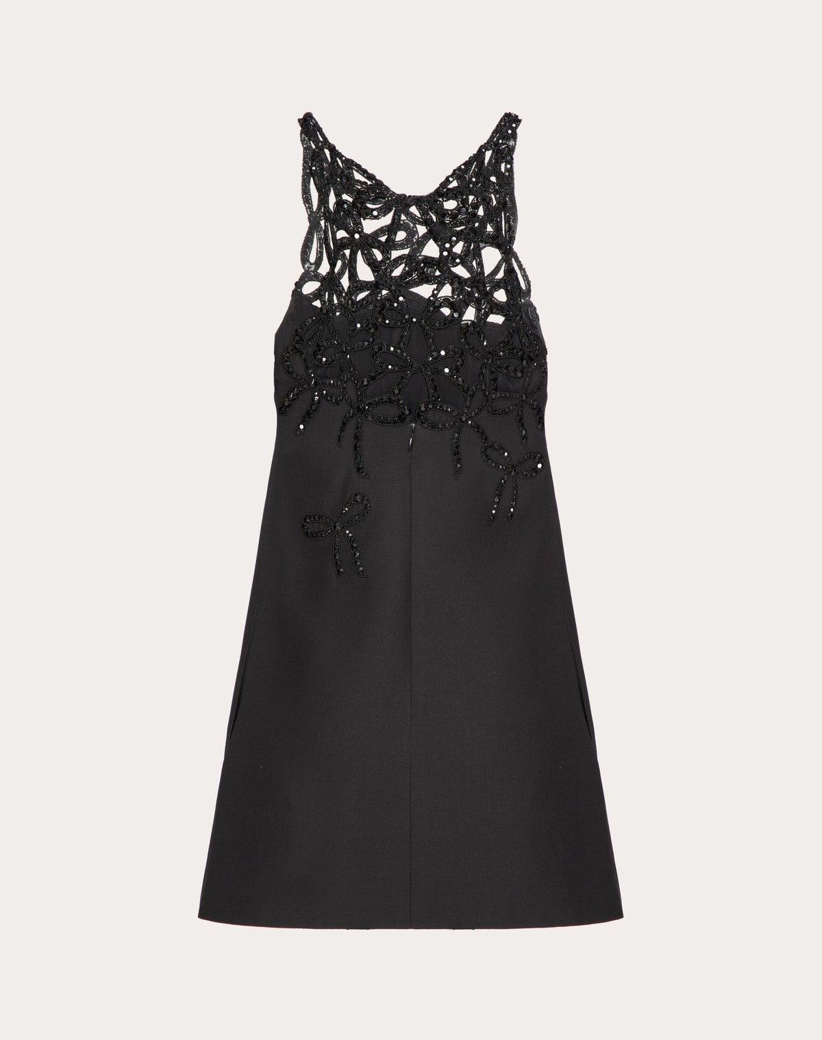Valentino o1s1wg110525 Embroidered Crepe Couture Dress in Black Size XS / US 0-2 / IT 36-38 - 1 Thumbnail