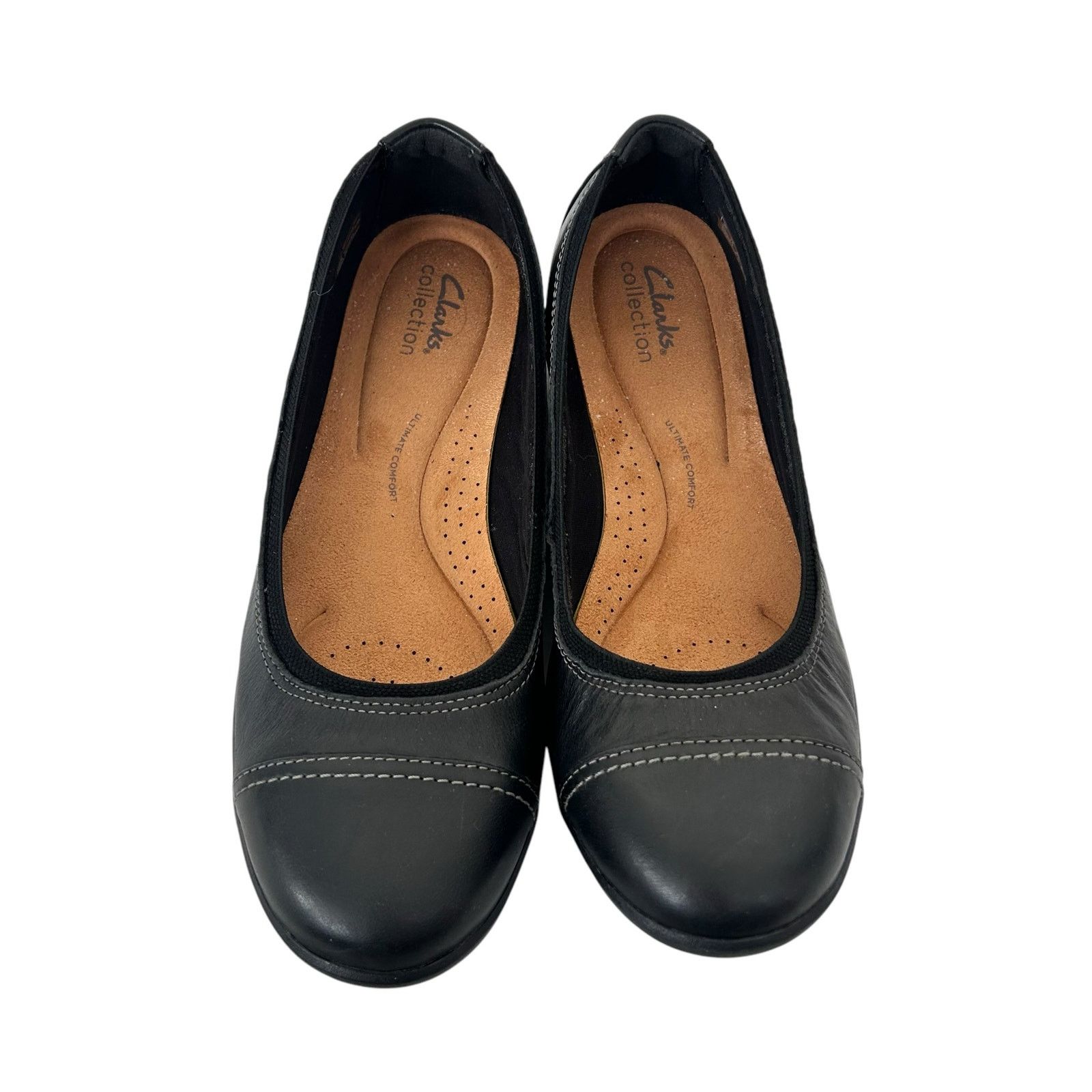 Clarks Clarks Collection Black Leather Meadow Opal Flats Shoes 10 Size US 10 / IT 40 - 3 Thumbnail