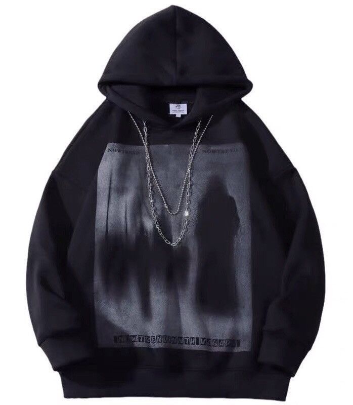 Rare fashion goth gothic shadow hoodie sweatshirt with chain
