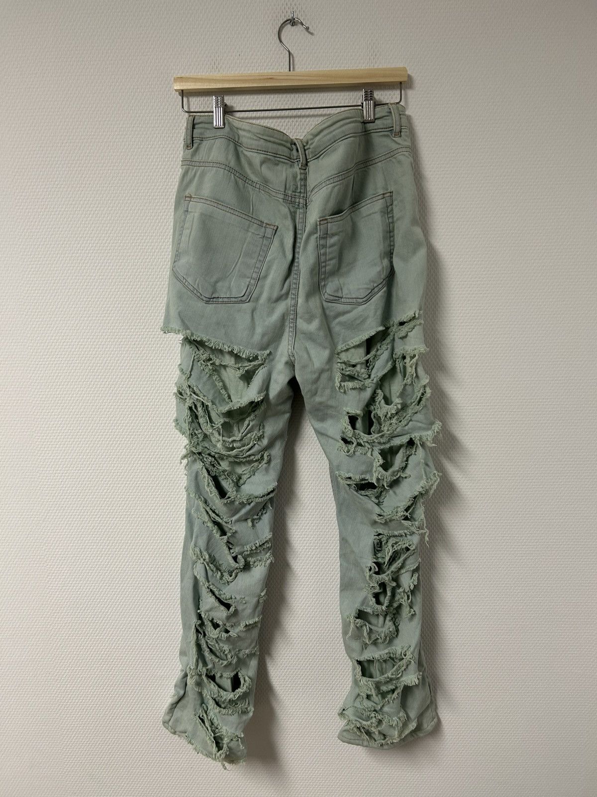 Rick Owens FW2021 Slashed Detroit Aqua Denim Size US 31 - 2 Thumbnail