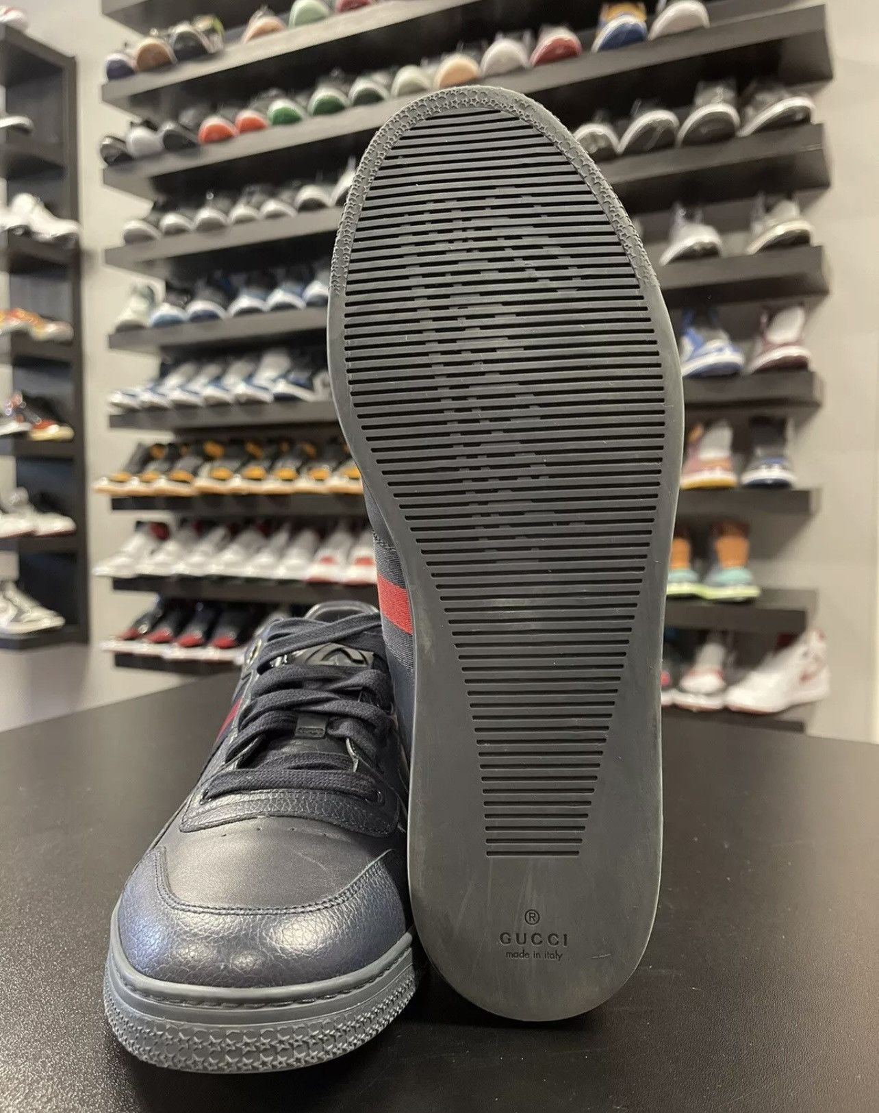 Gucci Size 9.5US/9G - Gucci Coda Leather Web Stripe Navy Blue Low Size US 9.5 / EU 42-43 - 10 Thumbnail