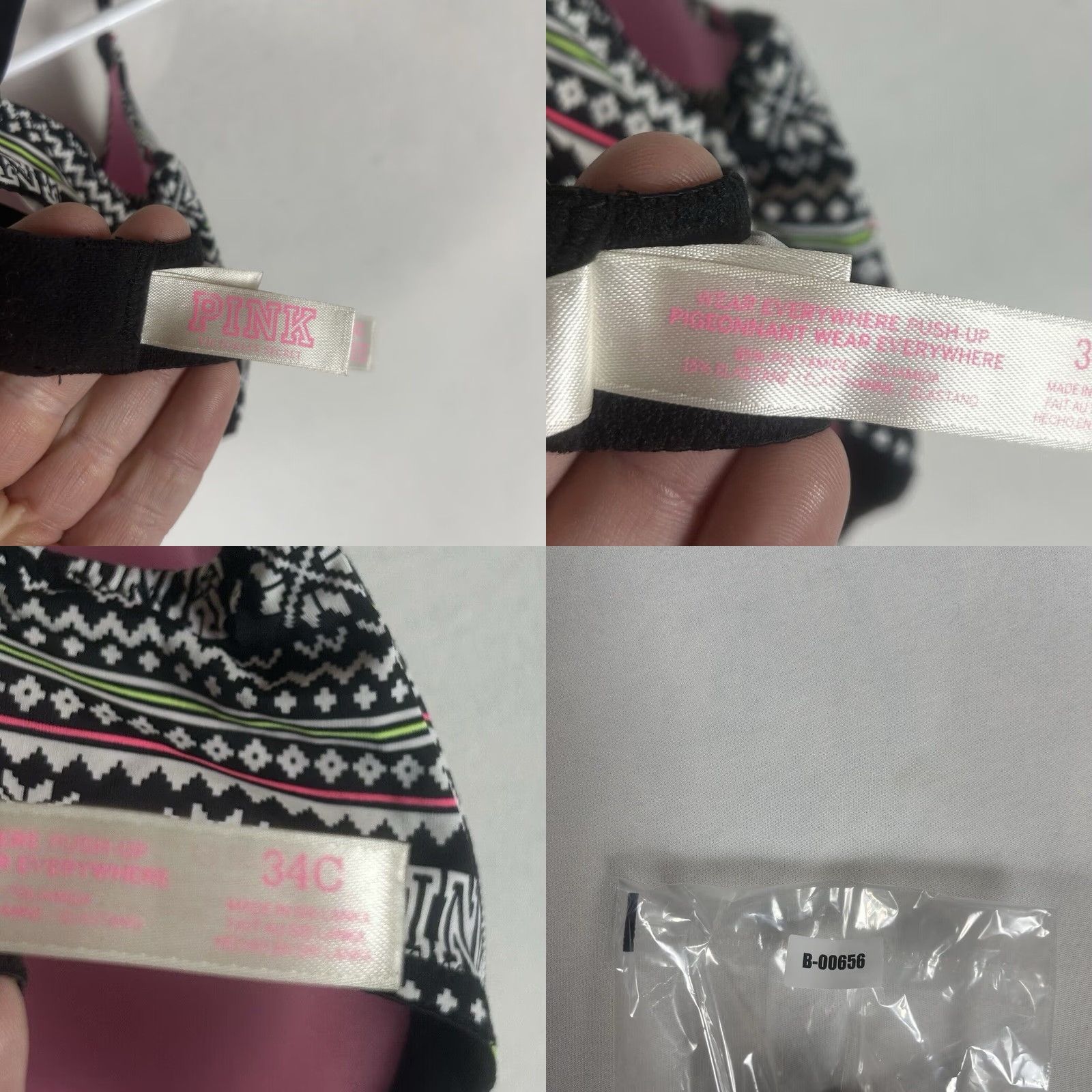 Victoria's Secret Victoria's Secret Pink Wear Everywhere Push Up Bra 34C Striped Grey Ladies Handle Vintage No Sculpted Underwire Adjustable Hook & Eye Size ONE SIZE - 8 Thumbnail