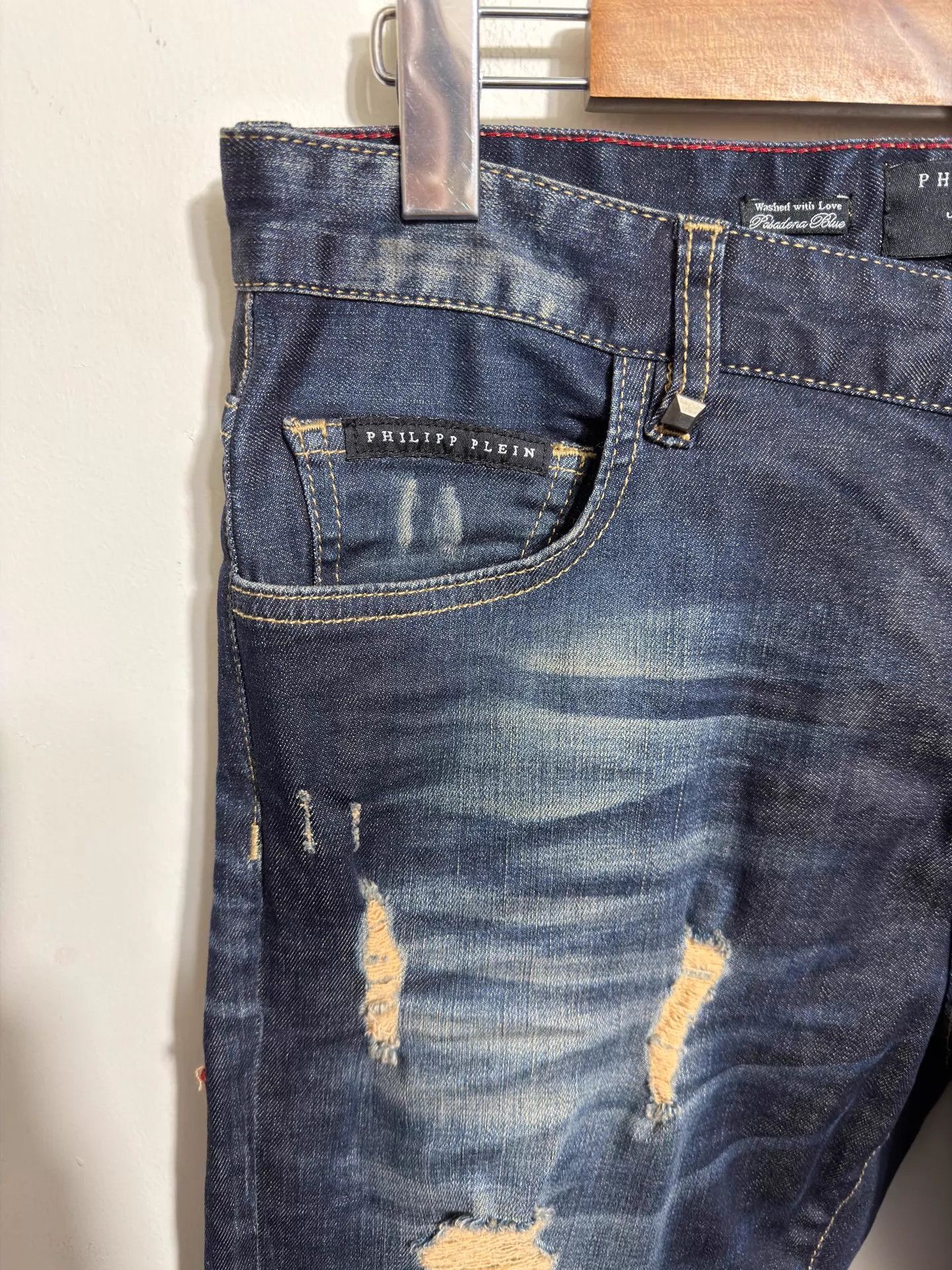 Philipp Plein Philipp Plein Heavy Wash Denim Jeans Mid-Waist Slim 32/33 Size US 32 / EU 48 - 3 Thumbnail