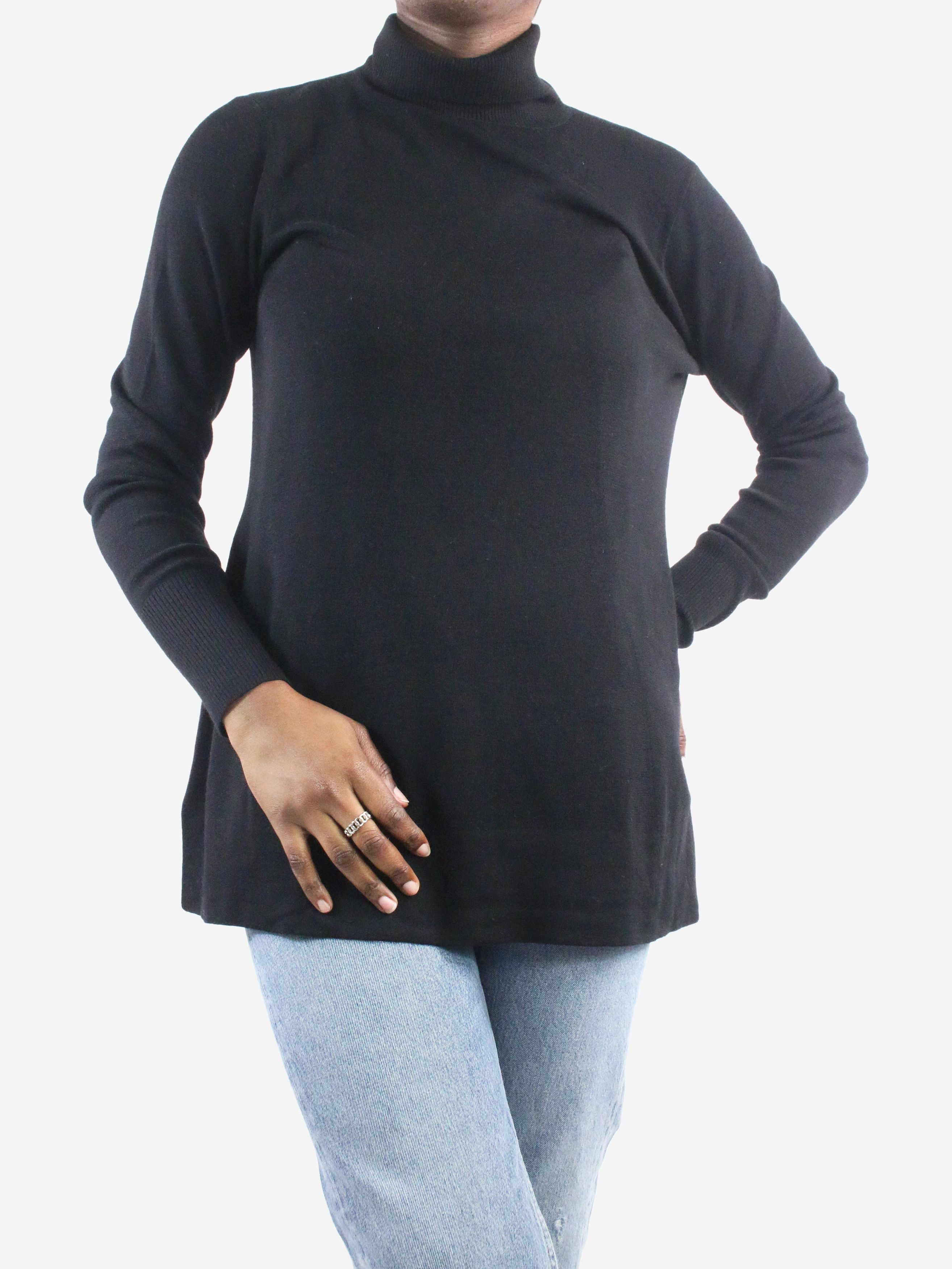 Black Merino wool turtleneck and top set - size UK 10