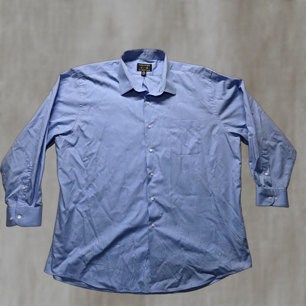 Alexander Julian Alexander Julian Dress Shirt Mens 2XL Solid Blue Casual Formal Business Shirt 18 18.5 34/35 Size 48R - 1 Thumbnail
