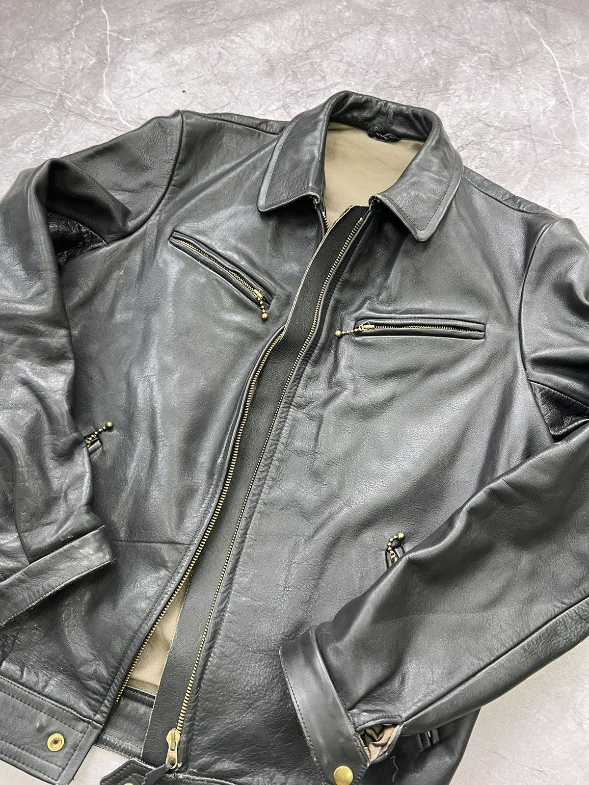 90s PUNK BLACK Real Leather SCHOTT TYPE Jacket AVIATOR