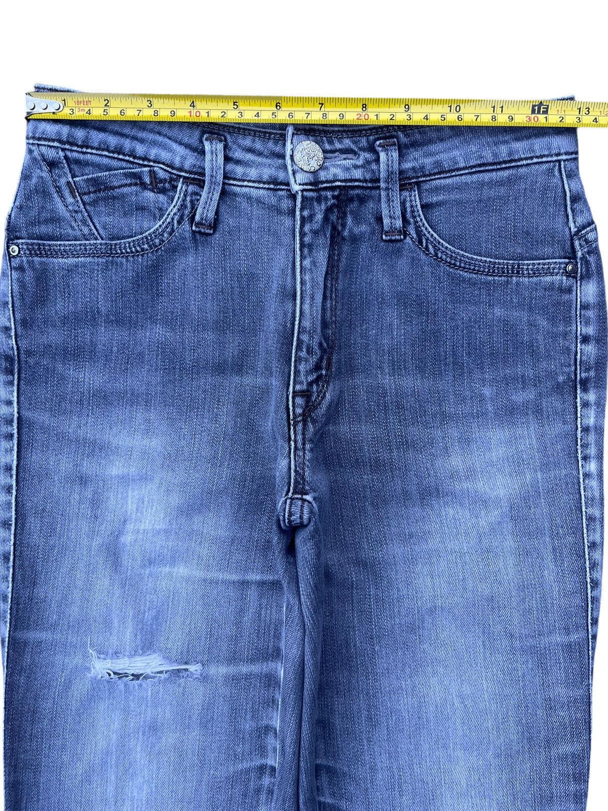 Hysteric Glamour × Japanese Brand × Tornado Mart Vintage Japanese Brand Grey Washed Frayed Leg Flare Jeans Size 25" / US 0 / IT 36 - 12 Thumbnail