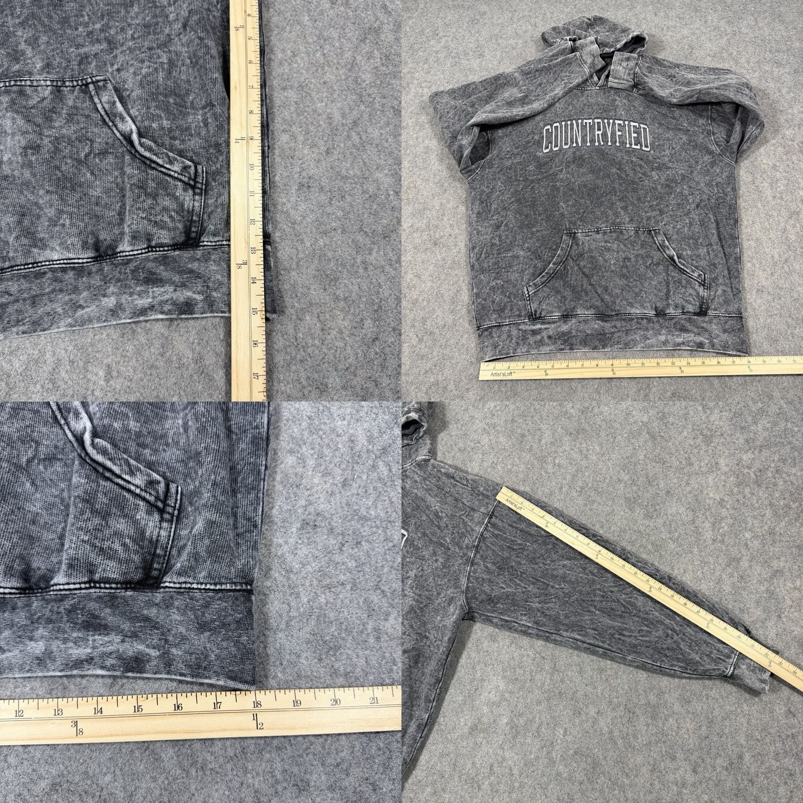 Vintage US VINTAGE Hoodie Mens Large Gray Acid Washed Embroidered Long Sleeve Pullover Hooded Shirt 90s Retro Logo Size US L / EU 52-54 / 3 - 9 Thumbnail