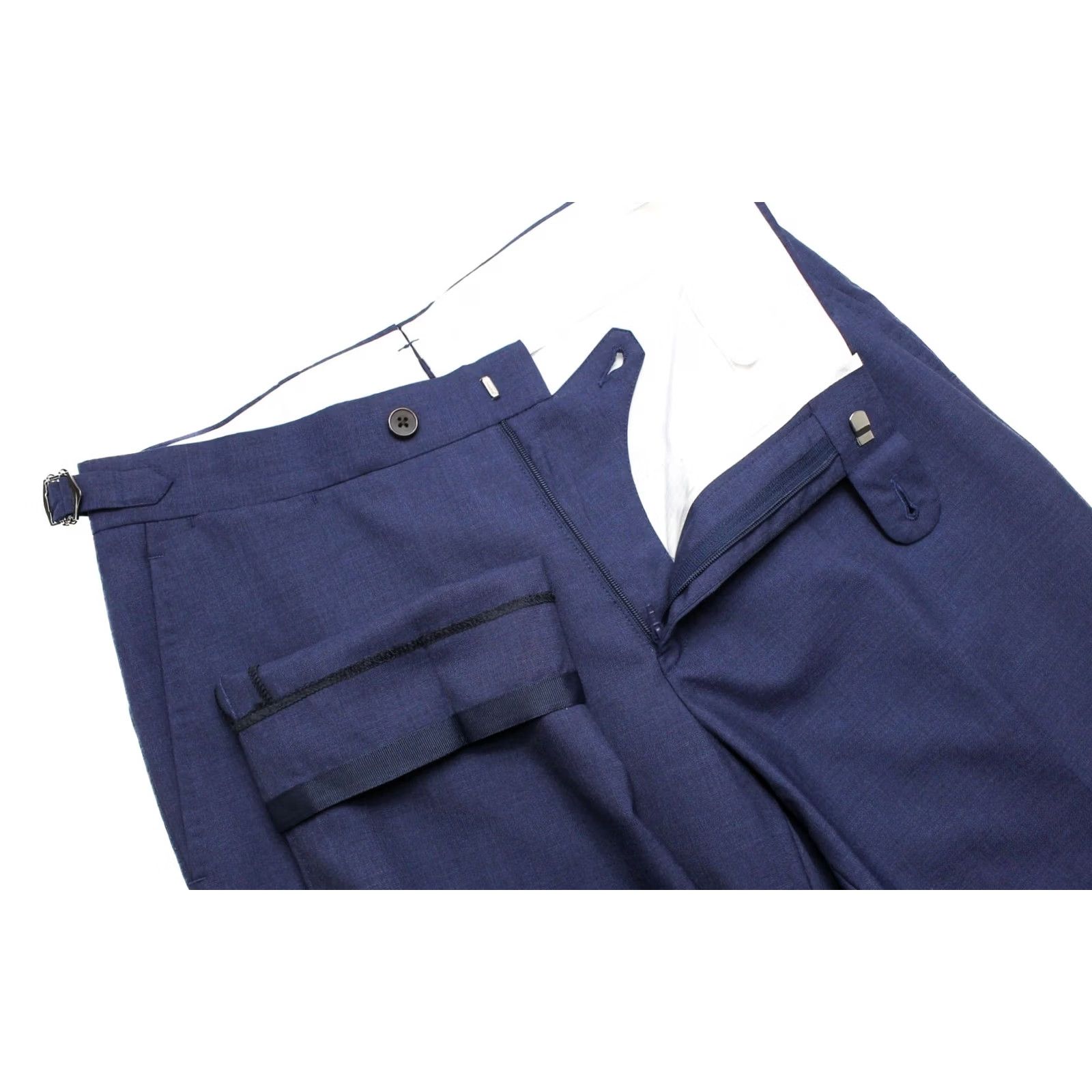Suitsupply SUITSUPPLY Brescia Trousers Men's Suit Trousers UK 34 W29 Zip Fly Wool Tapered Blue Dress Pants Size US 34 / EU 50 - 4 Thumbnail