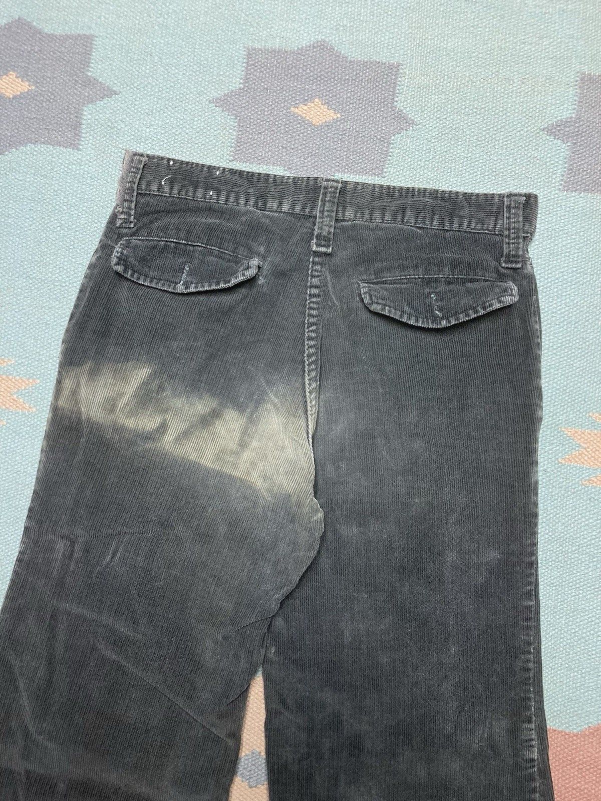 Vintage 70s corduroy bell bottoms elephant flare pants black 28x32 Size 28" / US 6 / IT 42 - 4 Thumbnail
