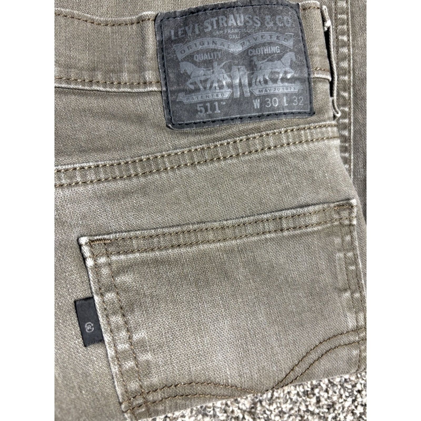 Levi's Levi's 511 Jeans Mens 30x31 Green Slim Straight Selvedge Denim Zip Fly Jeans Men Dark Green Slim Straight 511 (Regular) Size US 30 / EU 46 - 3 Thumbnail