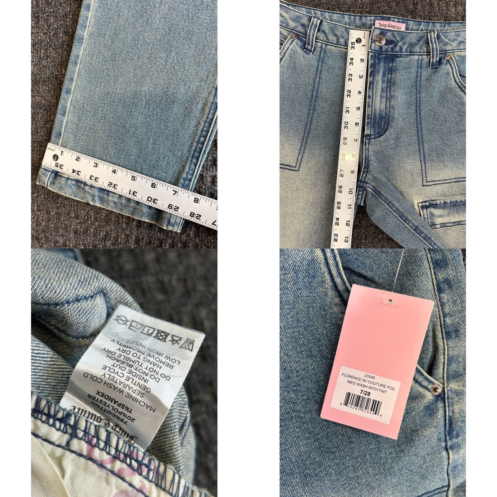 Juicy Couture VINTAGE Juicy Couture Jeans Florence Foil Spellout 7/28 Tint New NWT FAST Size 28" / US 6 / IT 42 - 9 Thumbnail