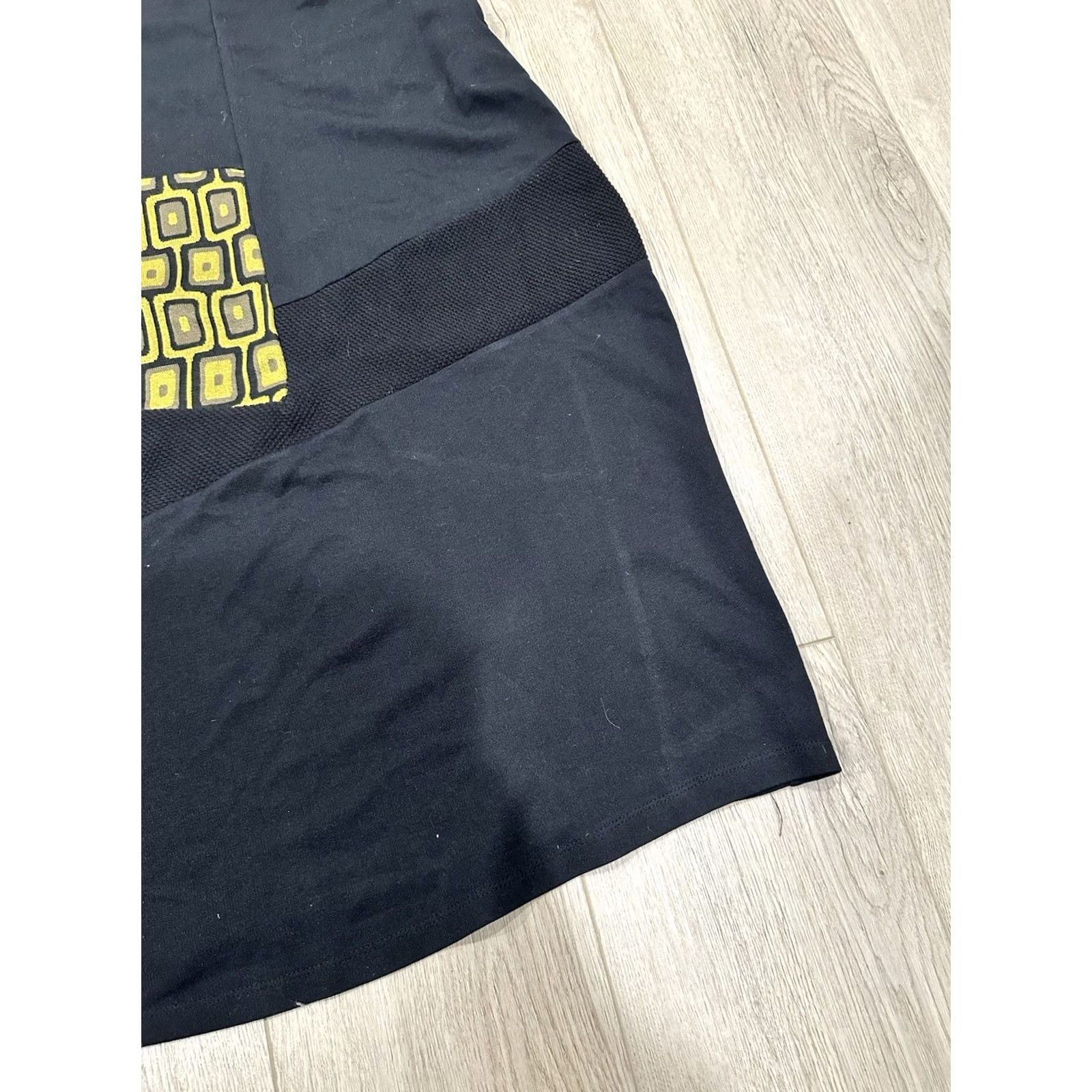 Vintage Alembika Unstoppable Dress Midi Black Chartreuse Geometric Patch Waffle Patch Knit Long Sleeve Pullover Scoop Neck Size 3 Womens Size XS / US 0-2 / IT 36-38 - 5 Thumbnail