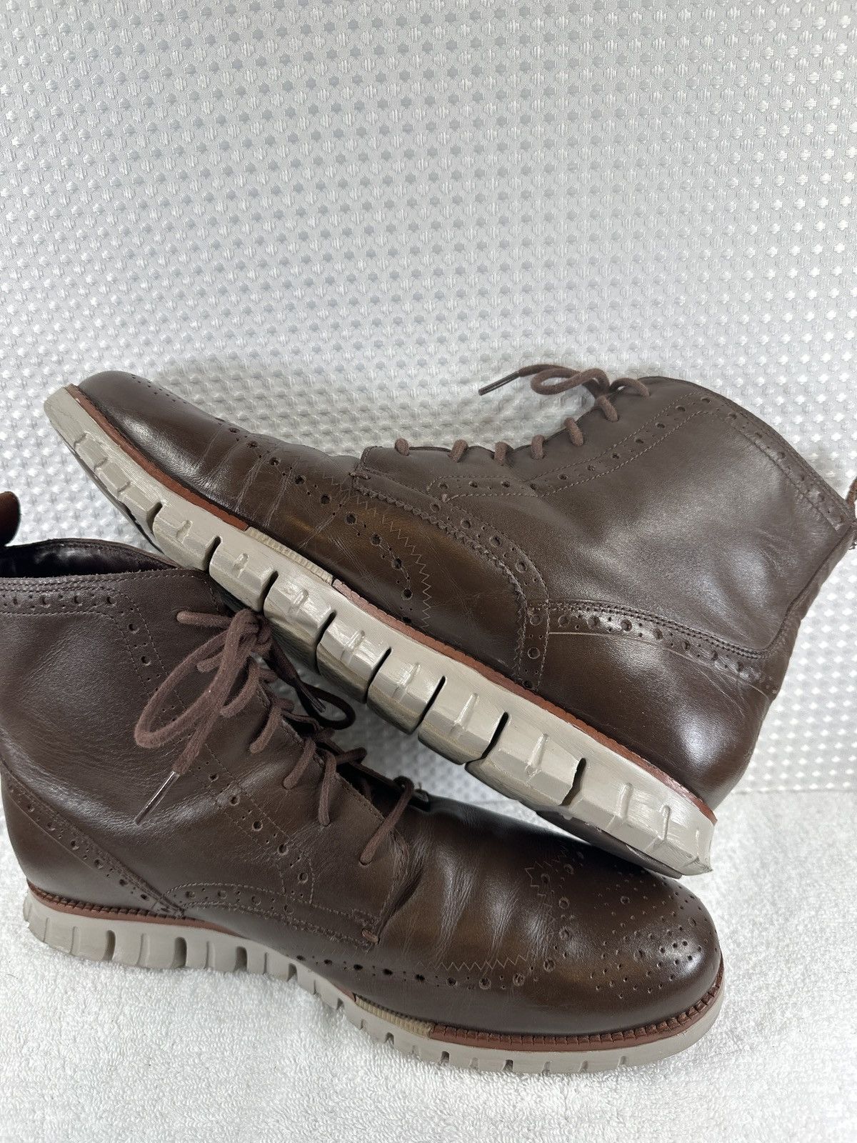Cole Haan Cole Haan Wingtip Leather Water Resistant Brown Boots Size US 12 / EU 45 - 5 Thumbnail