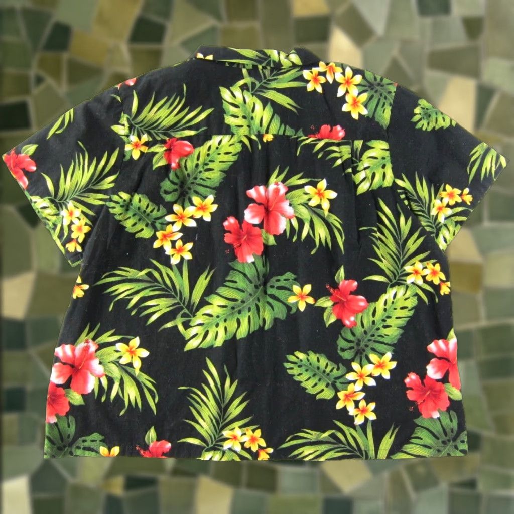 Vintage VTG Puanani Cotton Black Floral Short Sleeve Hawaiian Blouse 3XL Womens Size XXL / US 16-18 / IT 52-54 - 1 Thumbnail