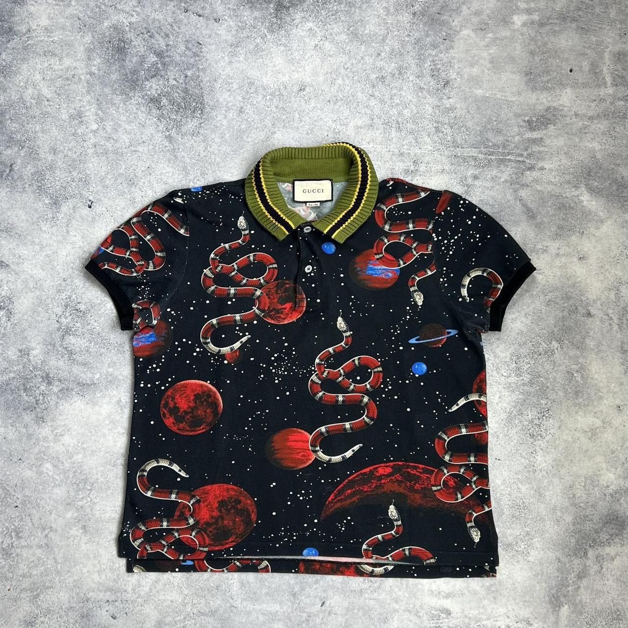 GUCCI ポロシャツ XS 宇宙と蛇のデザイン Gucci Gucci space snake polo shirt | Grailed