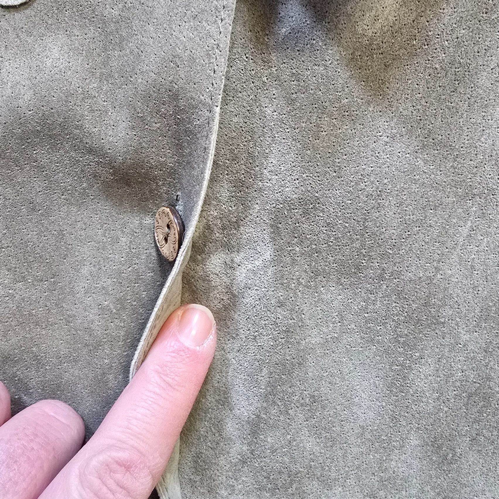 J. Jill VINTAGE J. Jill Blouse Shirt Womens Size L Gray Green Suede Leather Button Long Sleeve Classic Collar Size L / US 10 / IT 46 - 5 Thumbnail