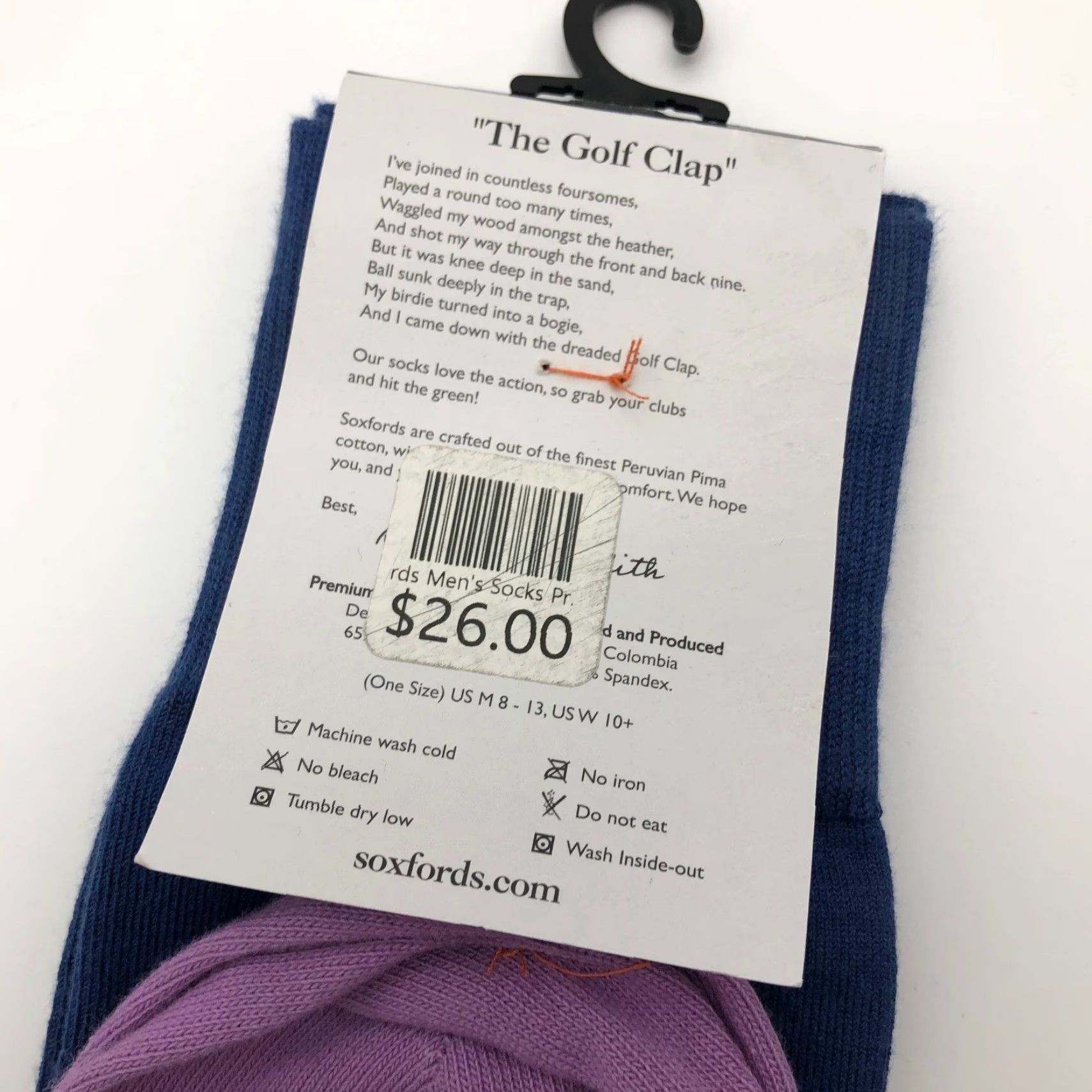 Vintage NWT Soxfords Golf Socks Mid Calf Mens One Size Blue Pima Cotton Blend Size ONE SIZE - 3 Thumbnail