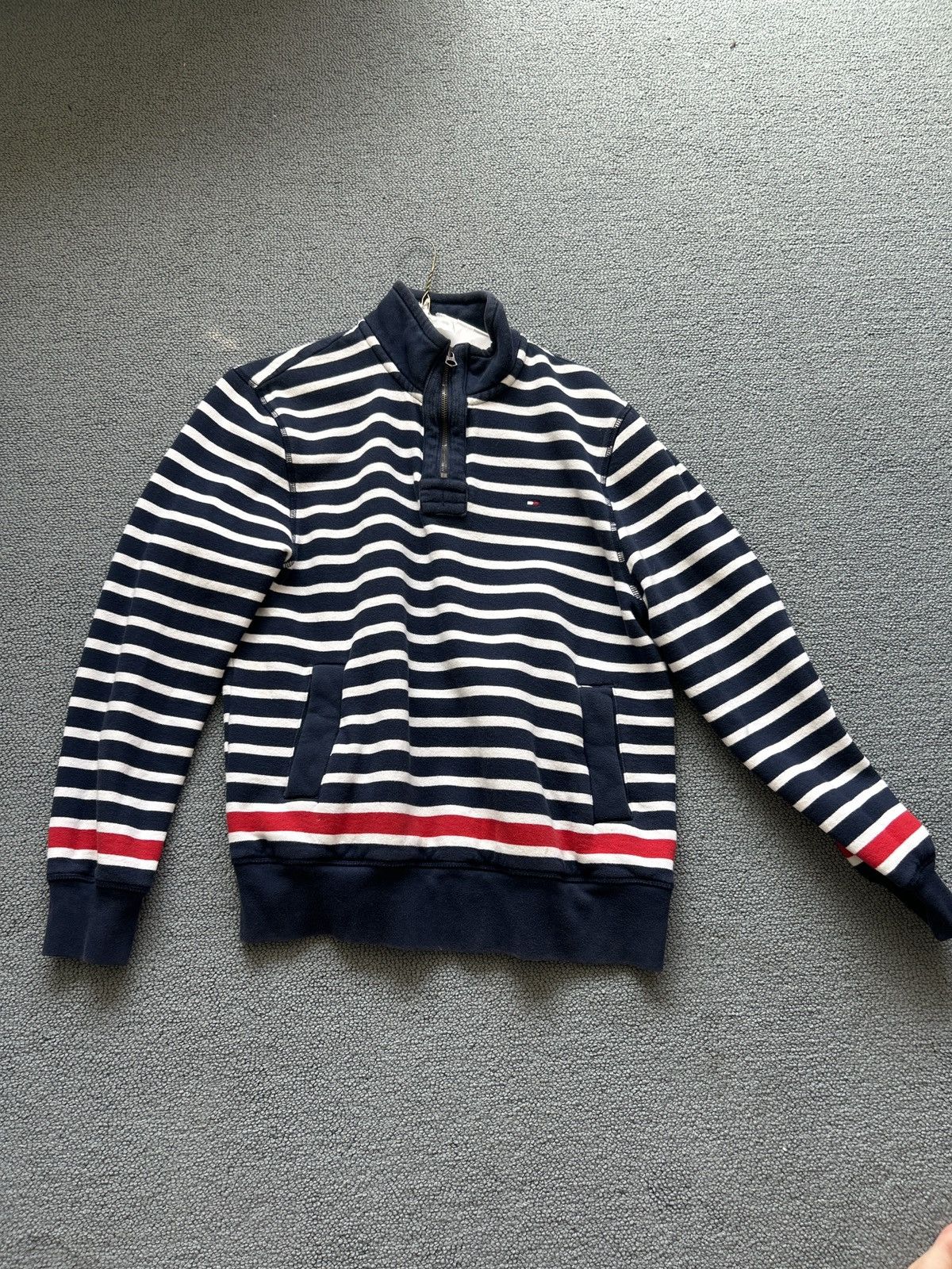 Tommy Hilfiger Tommy Hilfiger Blue Striped Quarter Zip Size US S / EU 44-46 / 1 - 1 Thumbnail