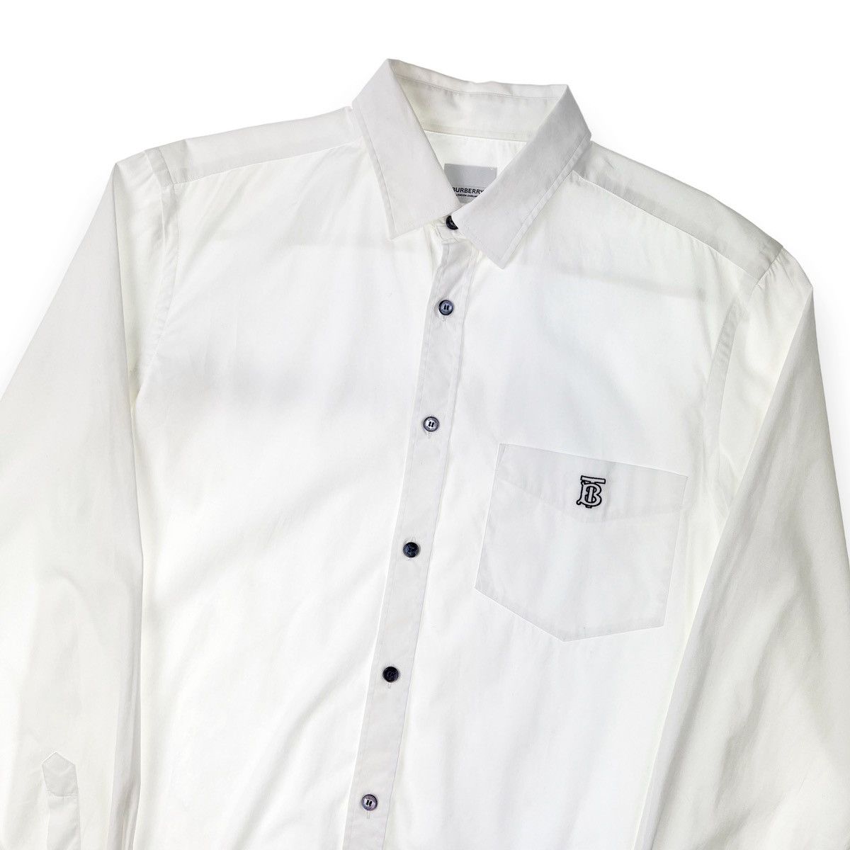 image of Burberry Embroidered Logo White Shirt, Men's (Size Large)