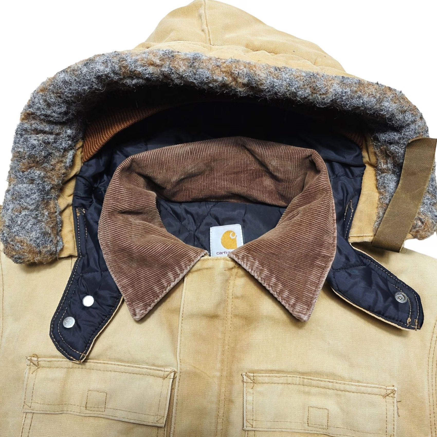 Carhartt VINTAGE Carhartt Beige Canvas Work Wear Work Jacket Removable Hood Fits M Men Medium Knit Zipper Logo Quilted Hooded Adjustable Size US M / EU 48-50 / 2 - 3 Thumbnail