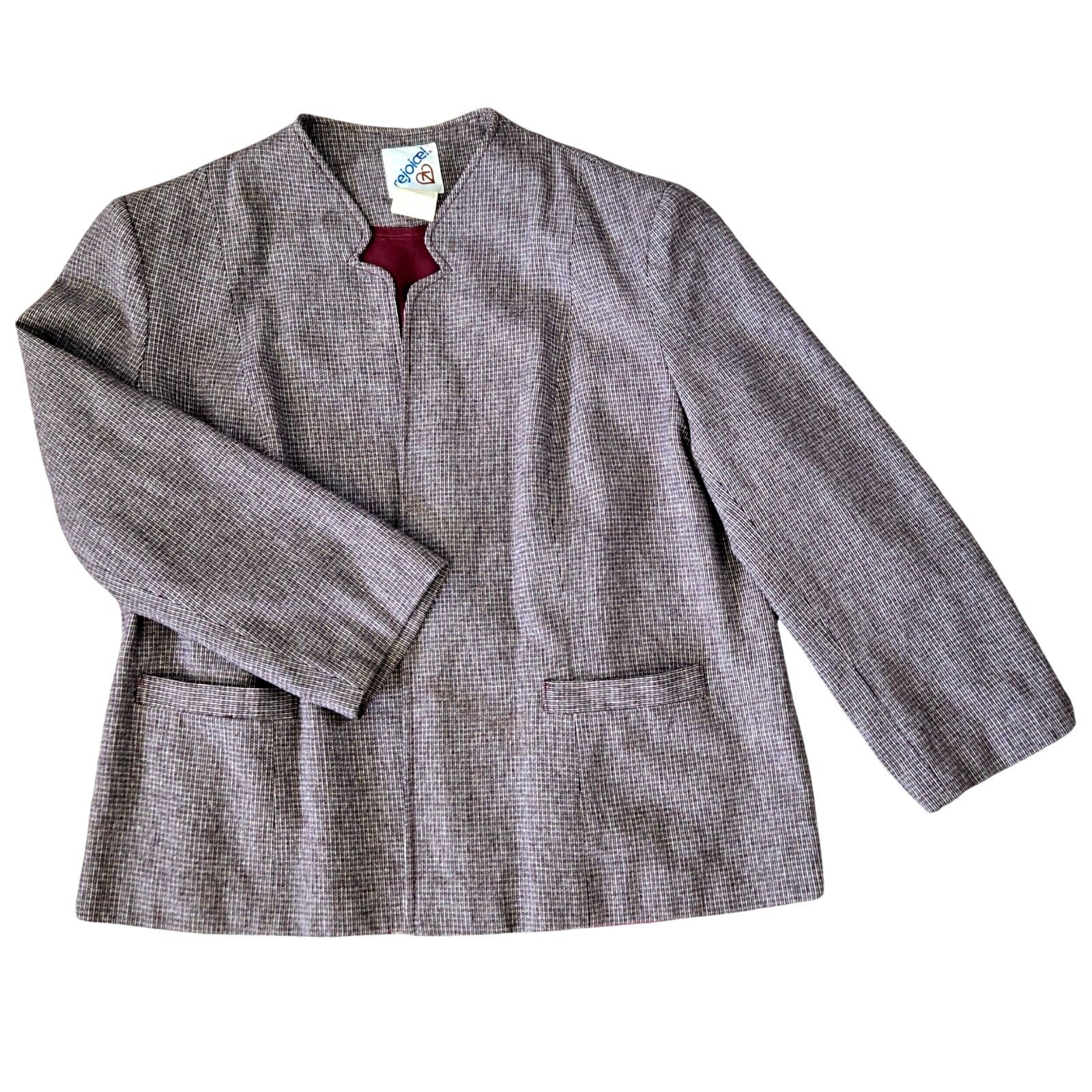 Vintage 80s Gray Tweed USA Made Blazer Jacket Size XL Size XL / US 12-14 / IT 48-50 - 2 Thumbnail