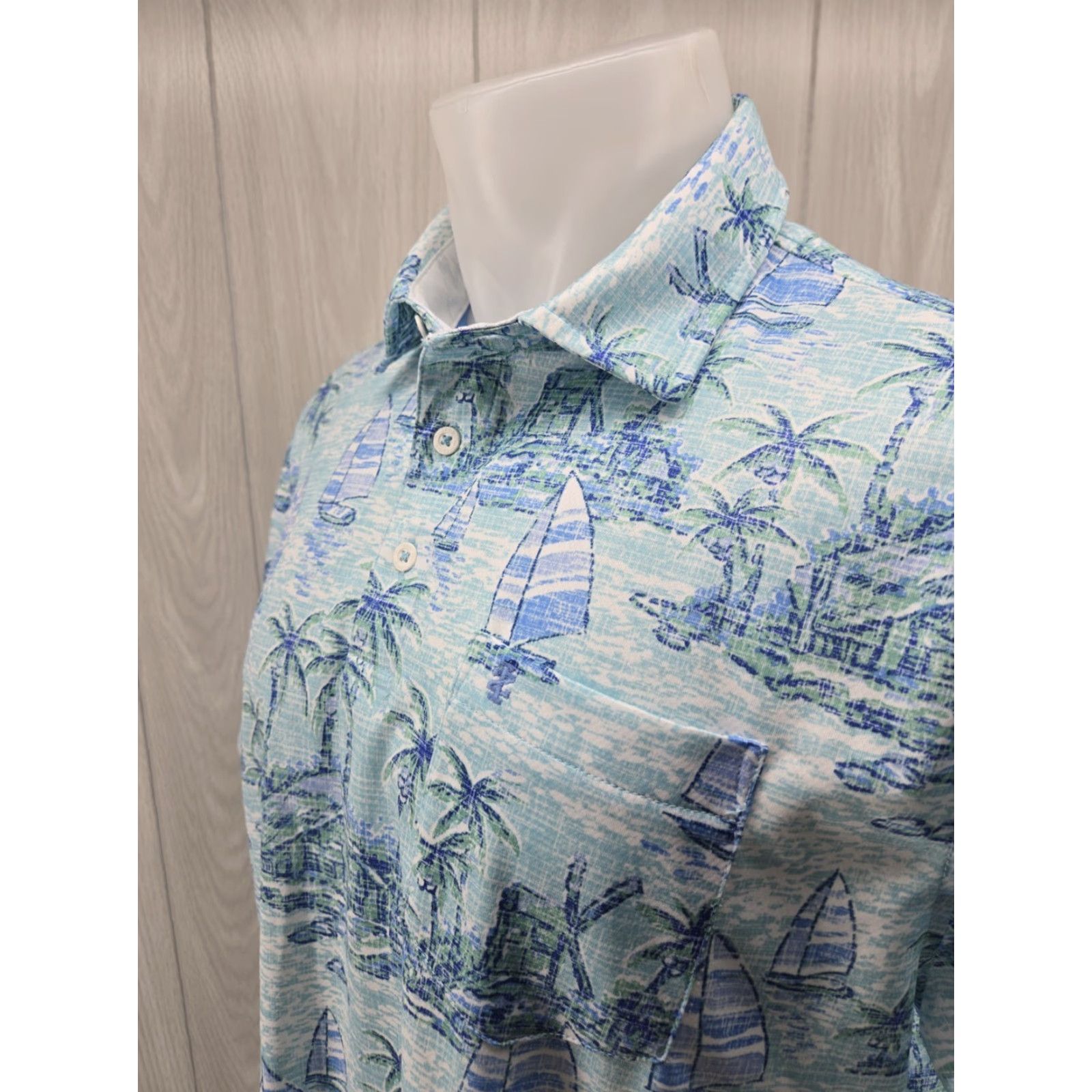 Izod Izod Saltwater Polo Shirt Mens L Sailboats Palm Trees All Over Print Polo Shirt Mens L Multicolor Beach Summer 90s? Size US L / EU 52-54 / 3 - 5 Thumbnail