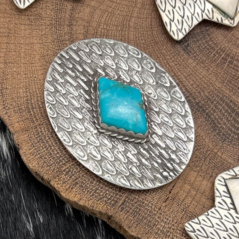 Native 1990s Native American NAVAJO Sterling & Turquoise Concho Set Size ONE SIZE - 3 Thumbnail