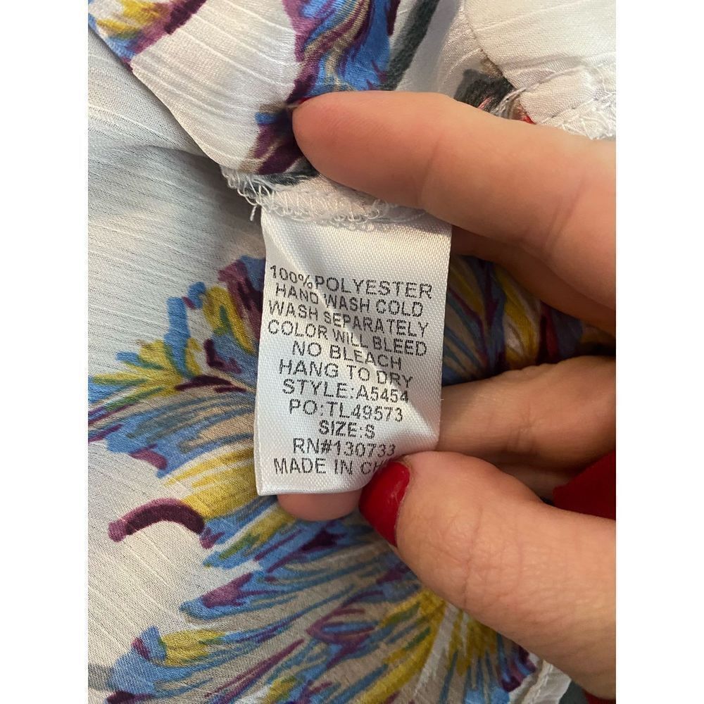 Other Umgee White Floral Draped Front Blouse – Size S – Ruffle Sle Size S / US 4 / IT 40 - 5 Thumbnail