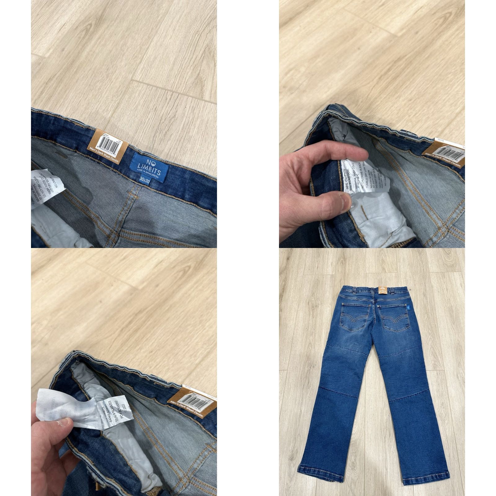 Vintage NWT No Limbits Denim Jeans 30x30 Mens Blue Dark Wash Stretch Zipper Straight Grunge 30 Inseam Jeans Mens Regular Fit Trend Size US 30 / EU 46 - 8 Thumbnail