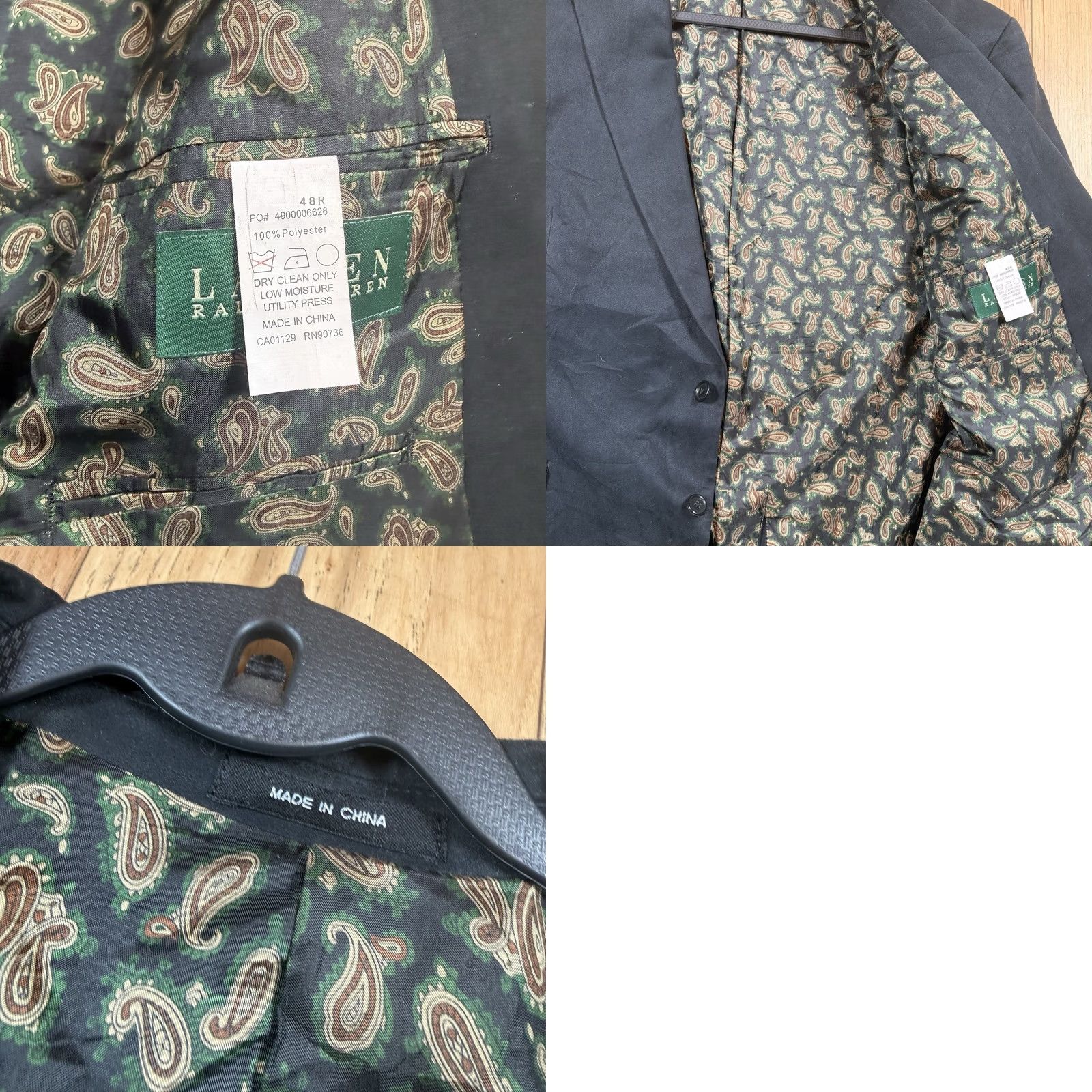 Ralph Lauren Lauren Ralph Lauren Blazer Mens 48R Black Faux Suede Paisley Lined Sport Coat Size 48R - 9 Thumbnail