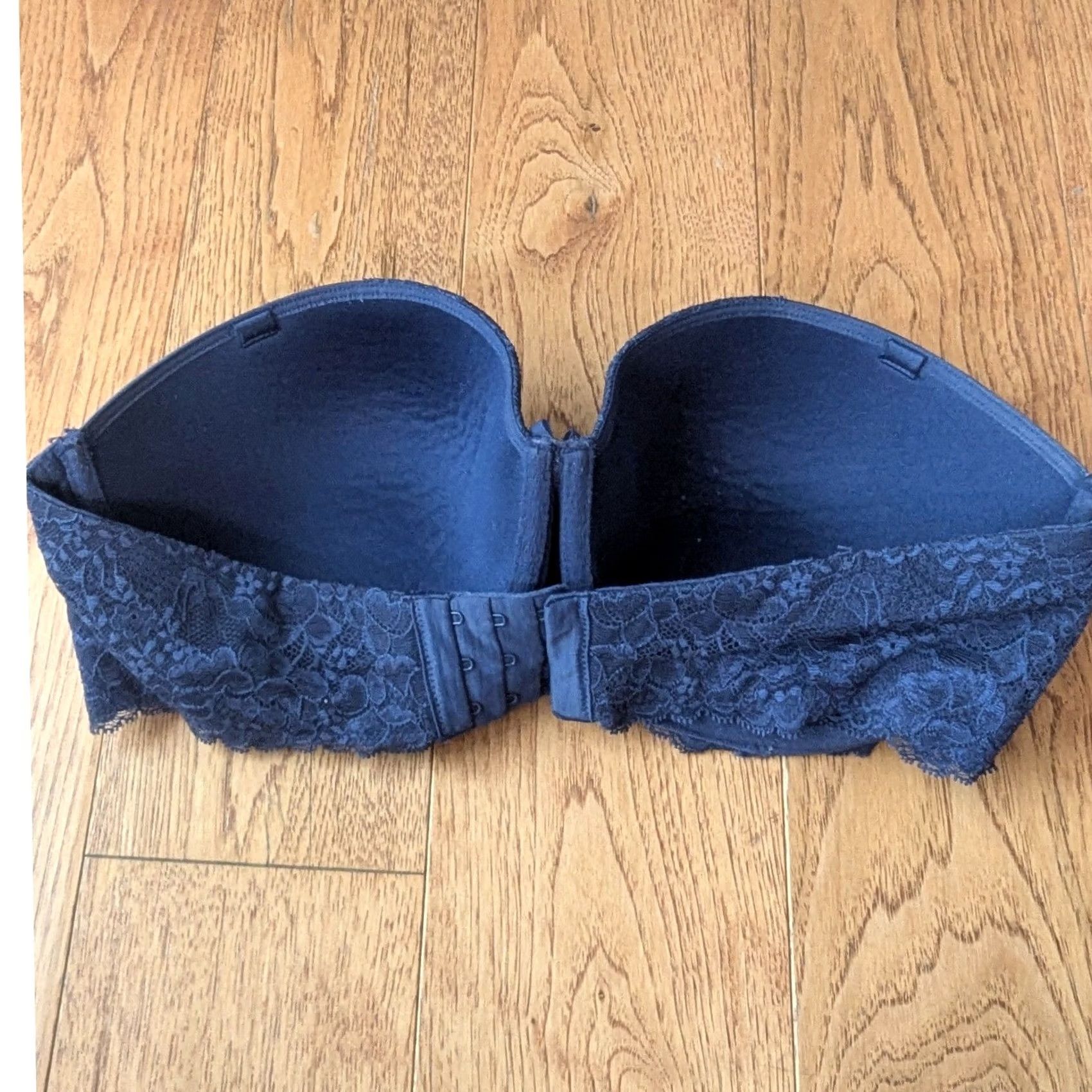 Victoria's Secret Victoria's Secret Dream Angels Bra Navy Blue Lace Trim 36DD Strapless Underwired Balconette Multyway Hook & Eye Size ONE SIZE - 7 Thumbnail