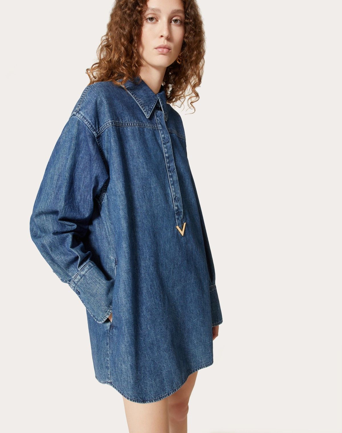 Valentino o1s1wg110525 Denim Chambray Dress in Medium Blue Size M / US 6-8 / IT 42-44 - 6 Thumbnail