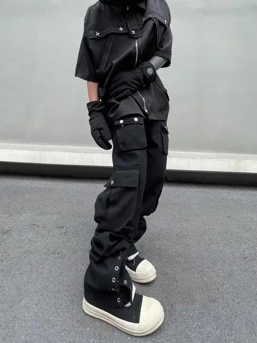 Designer × Vintage flared function tactical cargo pants Size US 28 / EU 44 - 4 Thumbnail