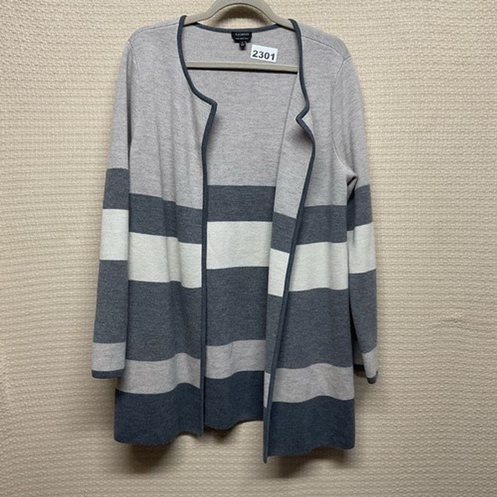 Talbots NWOT Talbots Wool Open Front Cardigan Women Large Tan/Gray Size L / US 10 / IT 46 - 6 Thumbnail
