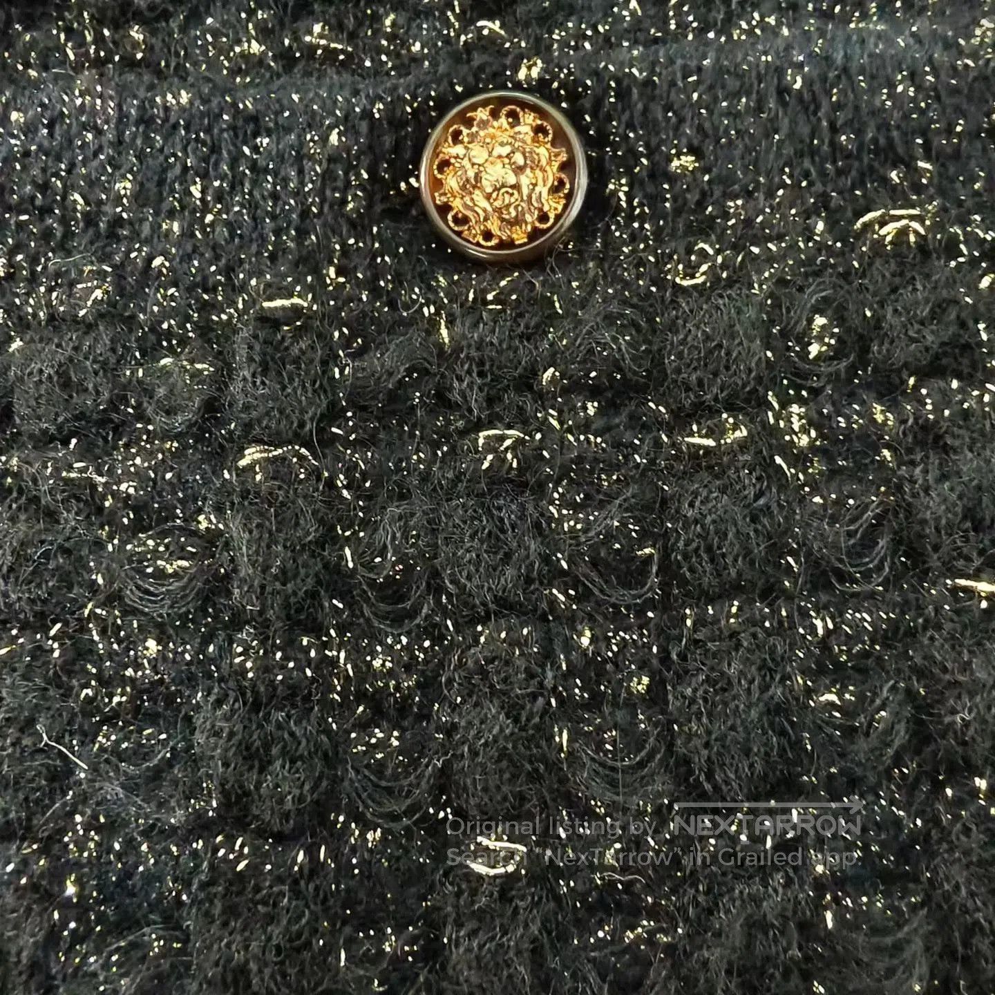 Chanel Chanel Black Little Black Dress Tweed Flower Gold Button H Size 35" - 4 Thumbnail